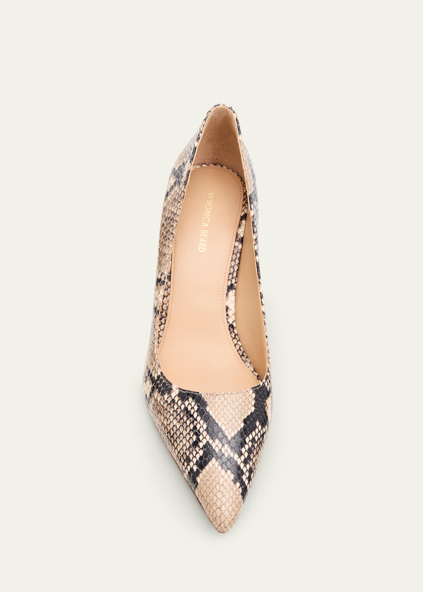 Veronica Beard Rita Snake-Embossed Leather Pointed-Toe Pumps