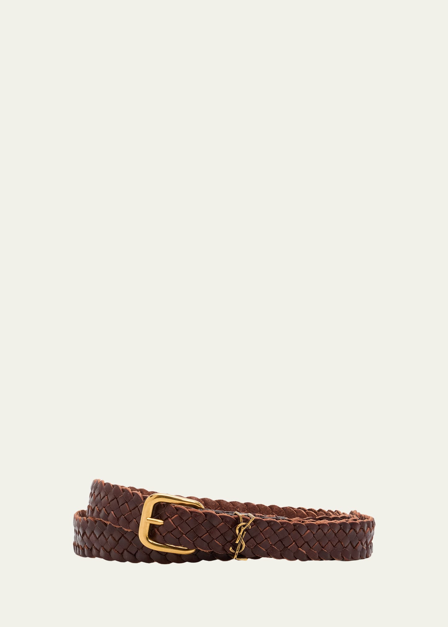 Saint Laurent Men's Braided Leather Roller-Buckle Belt - Bergdorf