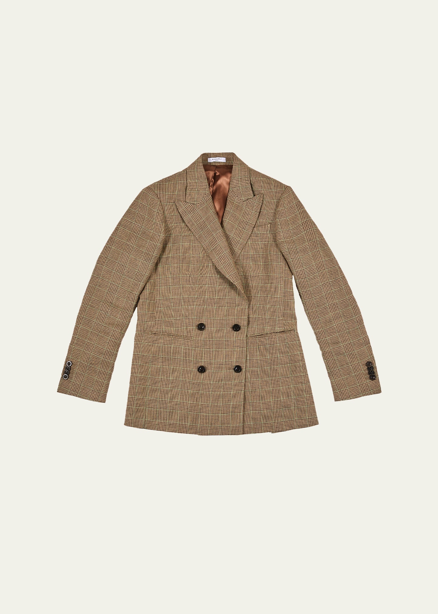 Boglioli Men's Linen Prince of Wales Double-Breasted Sport Coat