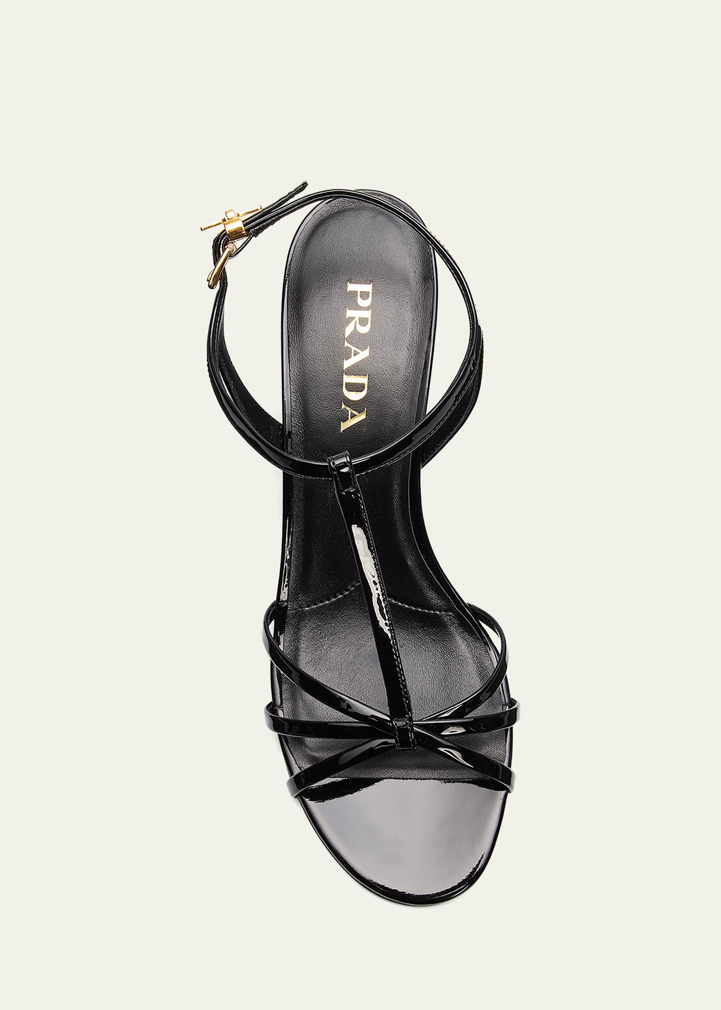 Prada 55mm Patent Leather Wedge Sandals - Bergdorf Goodman