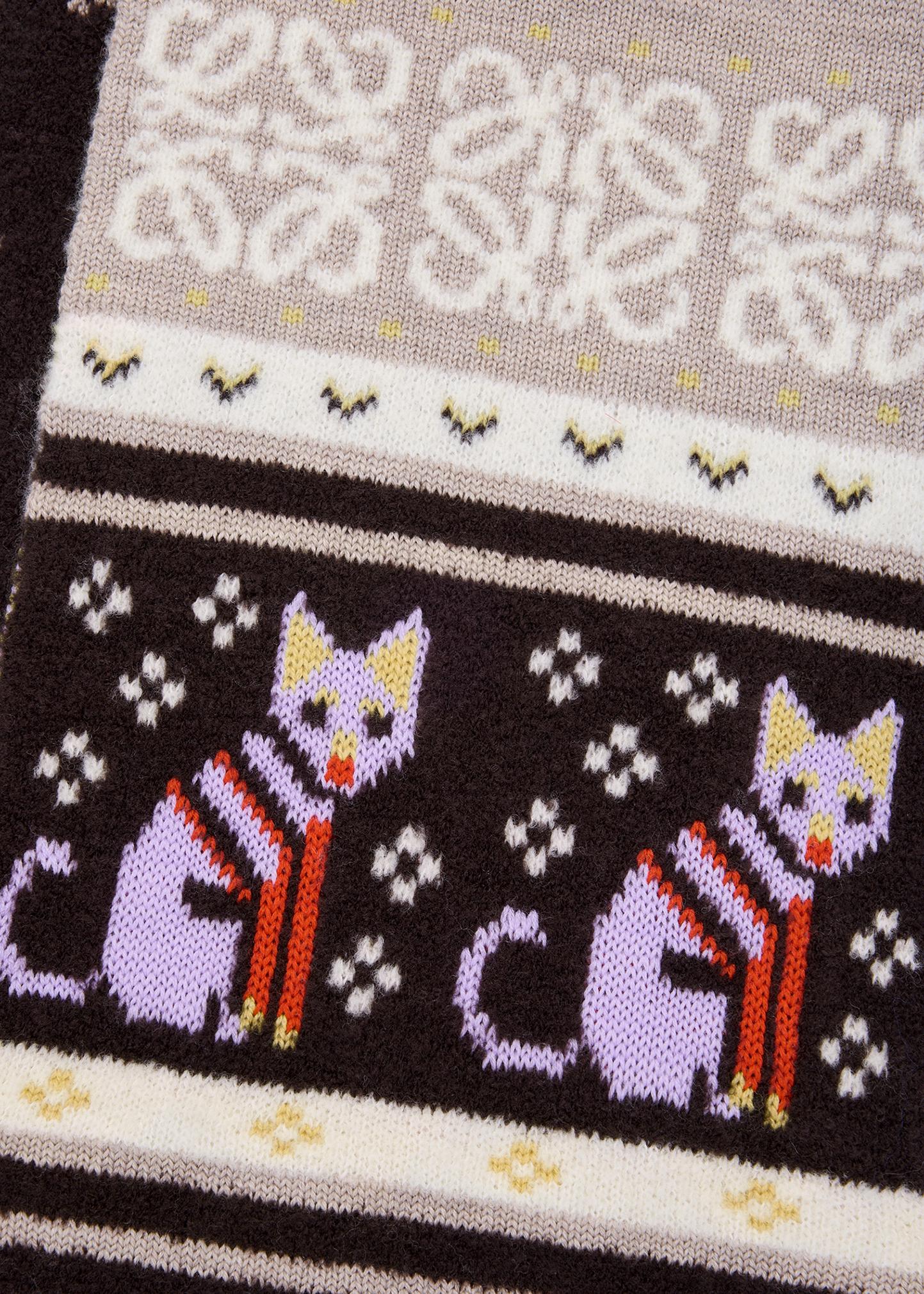 LOEWE x Louis Wain Futurist Cat Fair Isle Scarf - Bergdorf Goodman