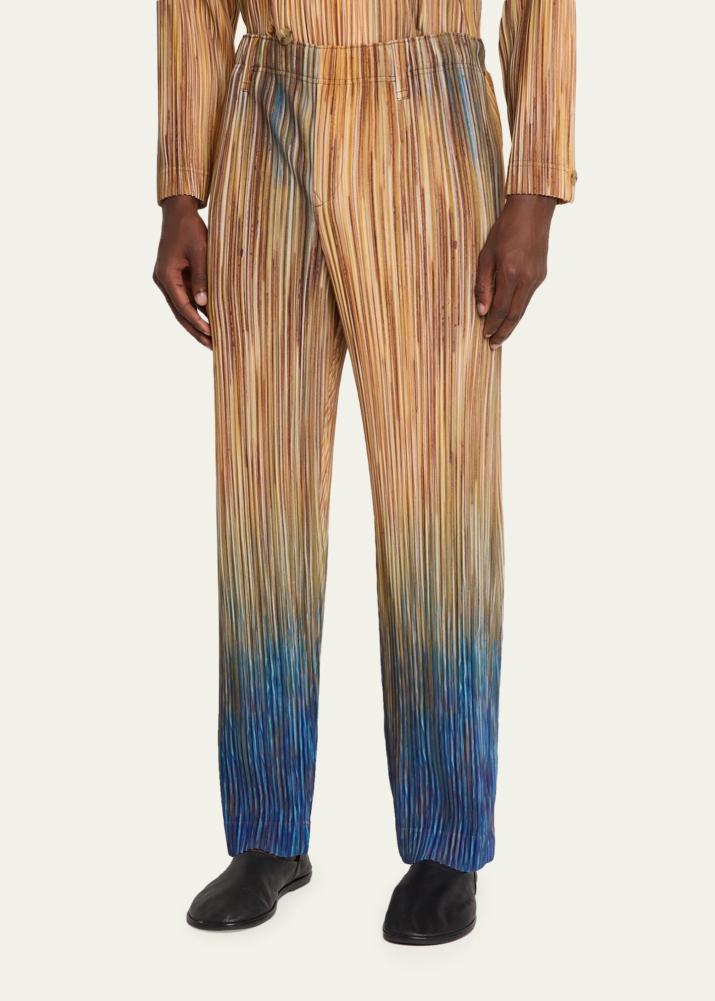 Homme Plissé Issey Miyake Men's Paintbrush Agate-Print Pleated