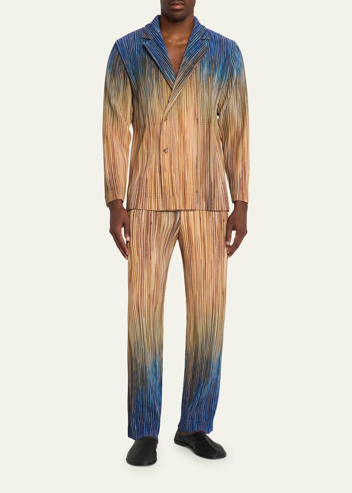 Homme Plissé Issey Miyake Men's Paintbrush Agate-Print Pleated