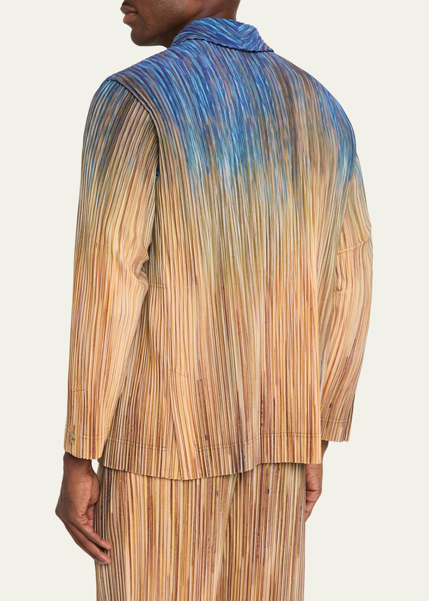 Homme Plisse Issey Miyake Men's Paintbrush Agate-Print Pleated
