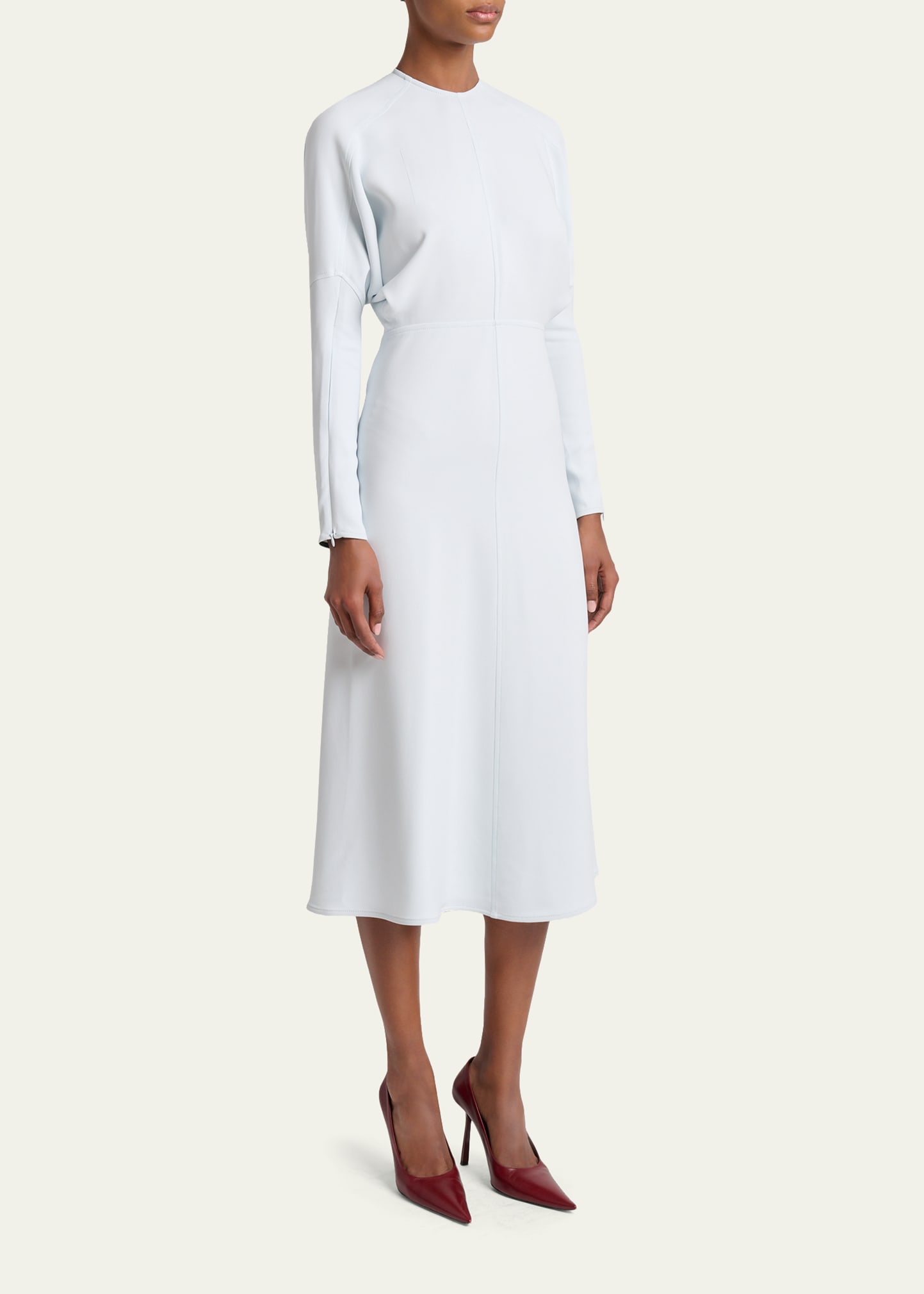 victoria beckham cady midi dress VICTORIA BECKHAM Gathered Waist Cady Midi Dress Victoria Beckham