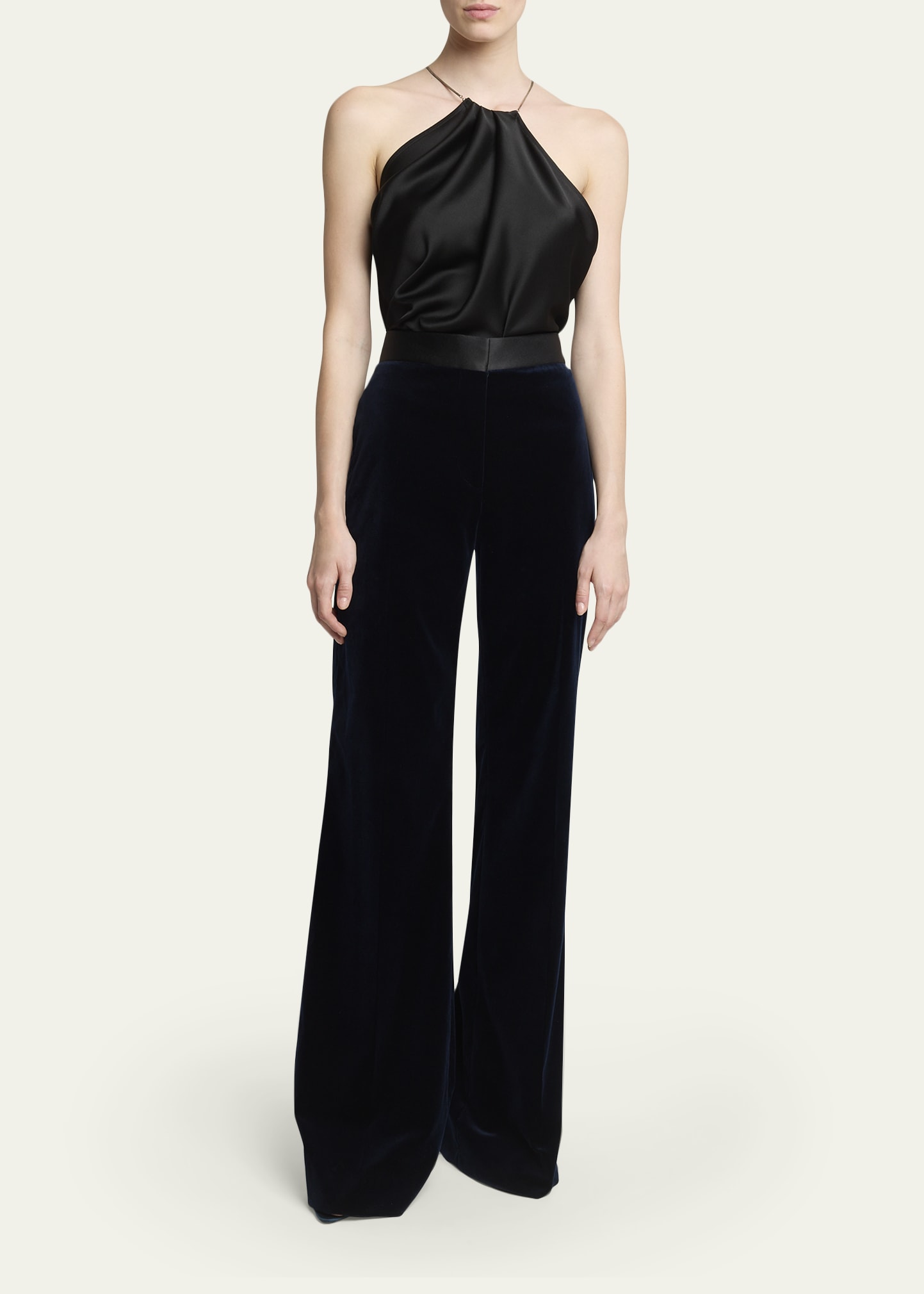 Victoria Beckham フレアパンツ スワロフスキー クラウン刺繍 Victoria Beckham Alina Tailored Velvet Flare Trousers - Bergdorf