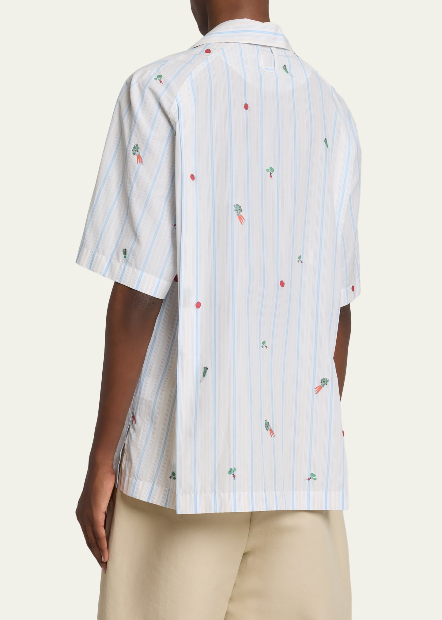 Jacquemus Men's Vegetable Stripe Cotton Short-Sleeve Shirt