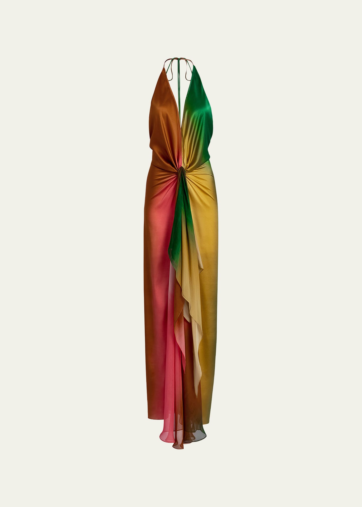 MARTIN WHATSON SANDRA CHEVRIER シルクスクリーン Silvia Tcherassi Dixon Twisted Satin Plunging Halter Maxi Dress