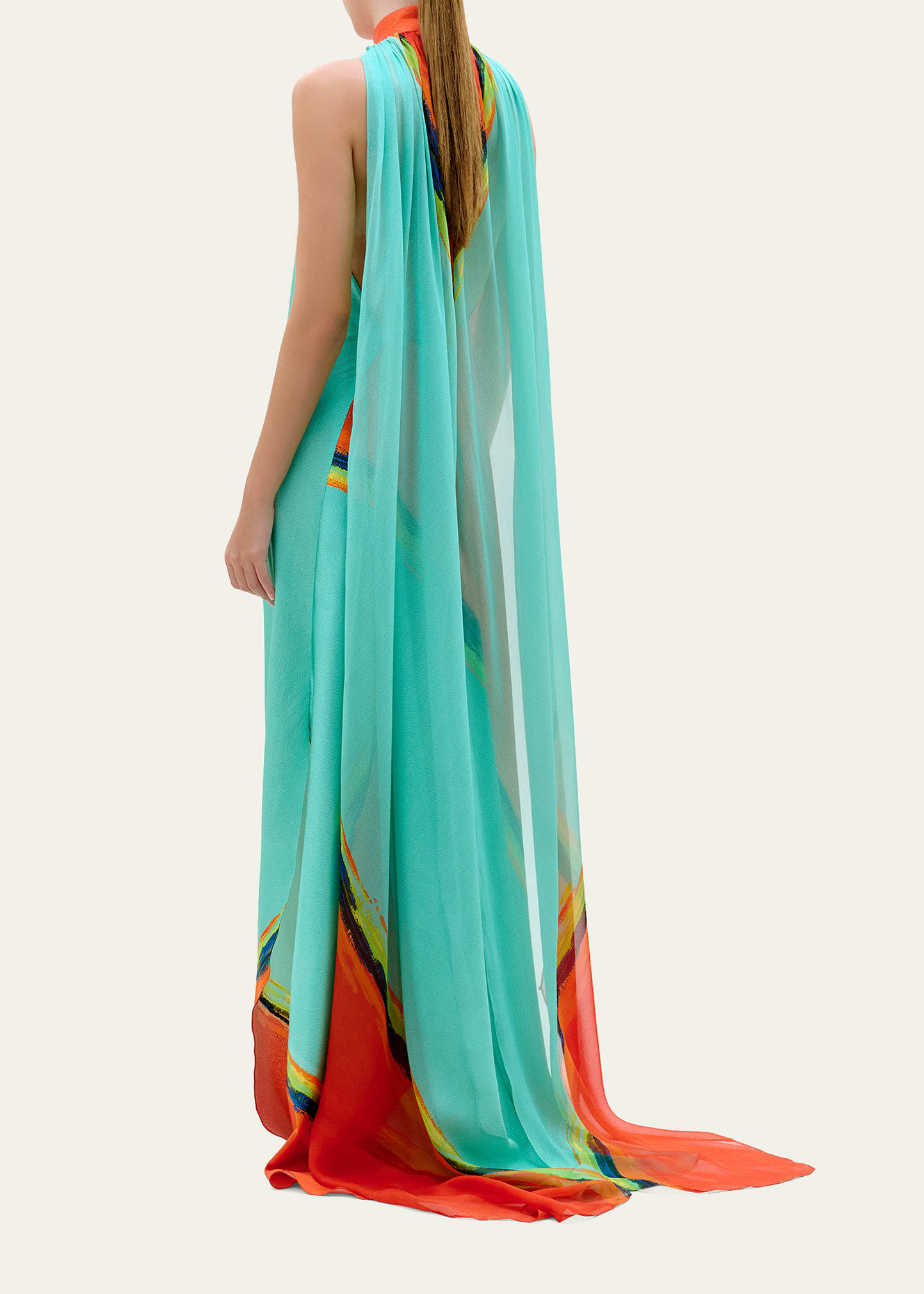 Silvia Tcherassi Sabina Cape Halter Maxi Dress - Bergdorf Goodman