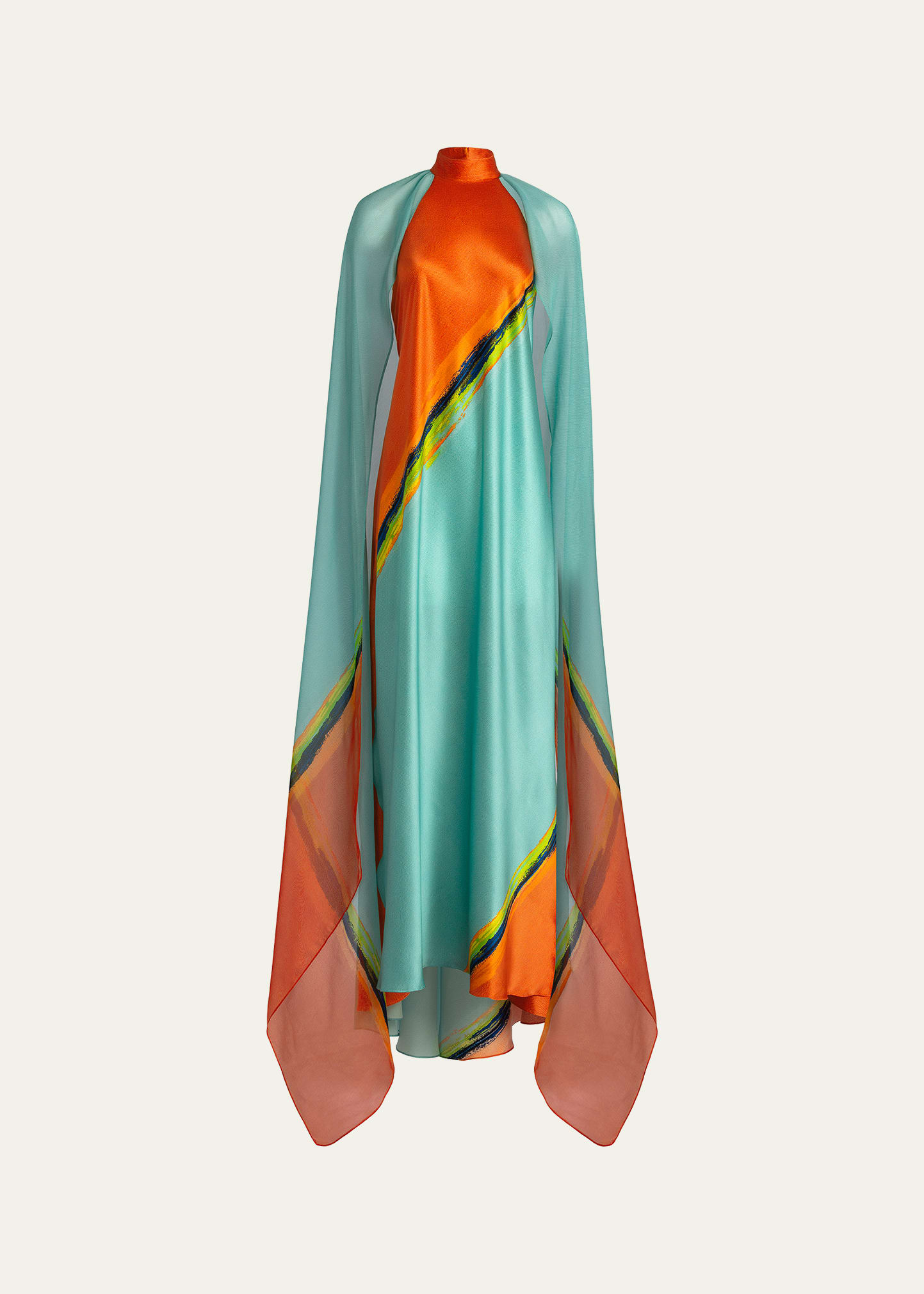 Silvia Tcherassi Sabina Cape Halter Maxi Dress - Bergdorf Goodman