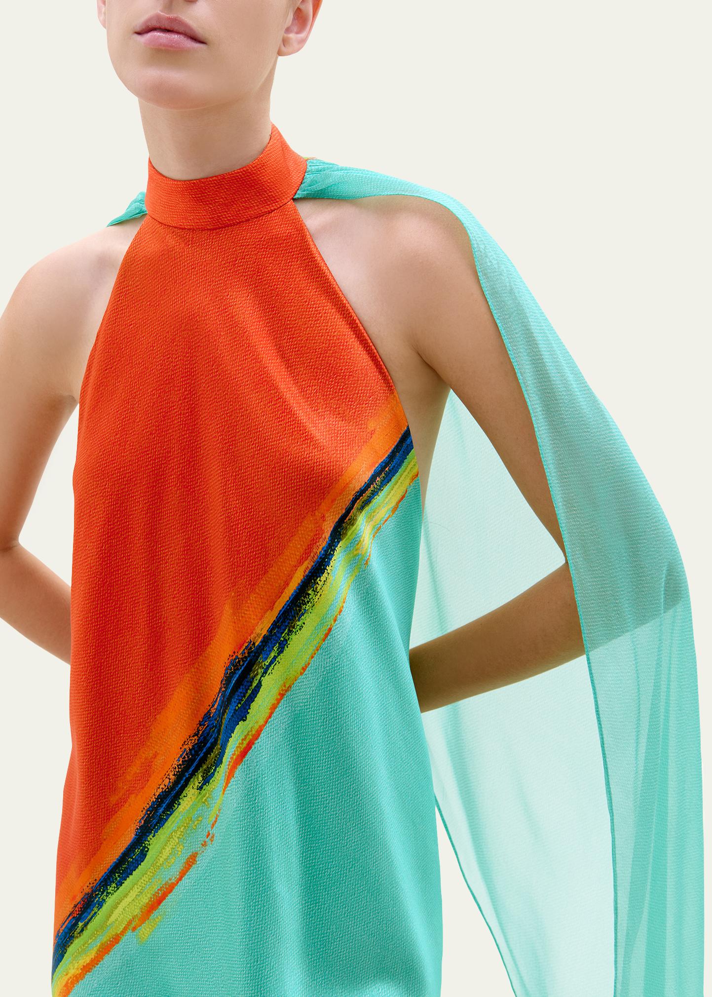 Silvia Tcherassi Sabina Cape Halter Maxi Dress - Bergdorf Goodman
