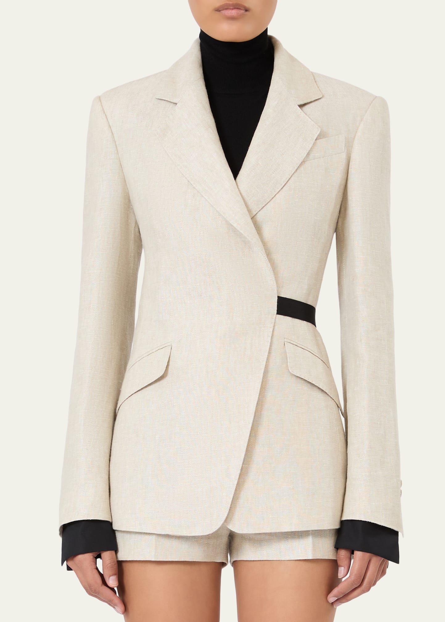 Max Mara Neutro Wrap-Front Linen Drill Blazer - Bergdorf Goodman