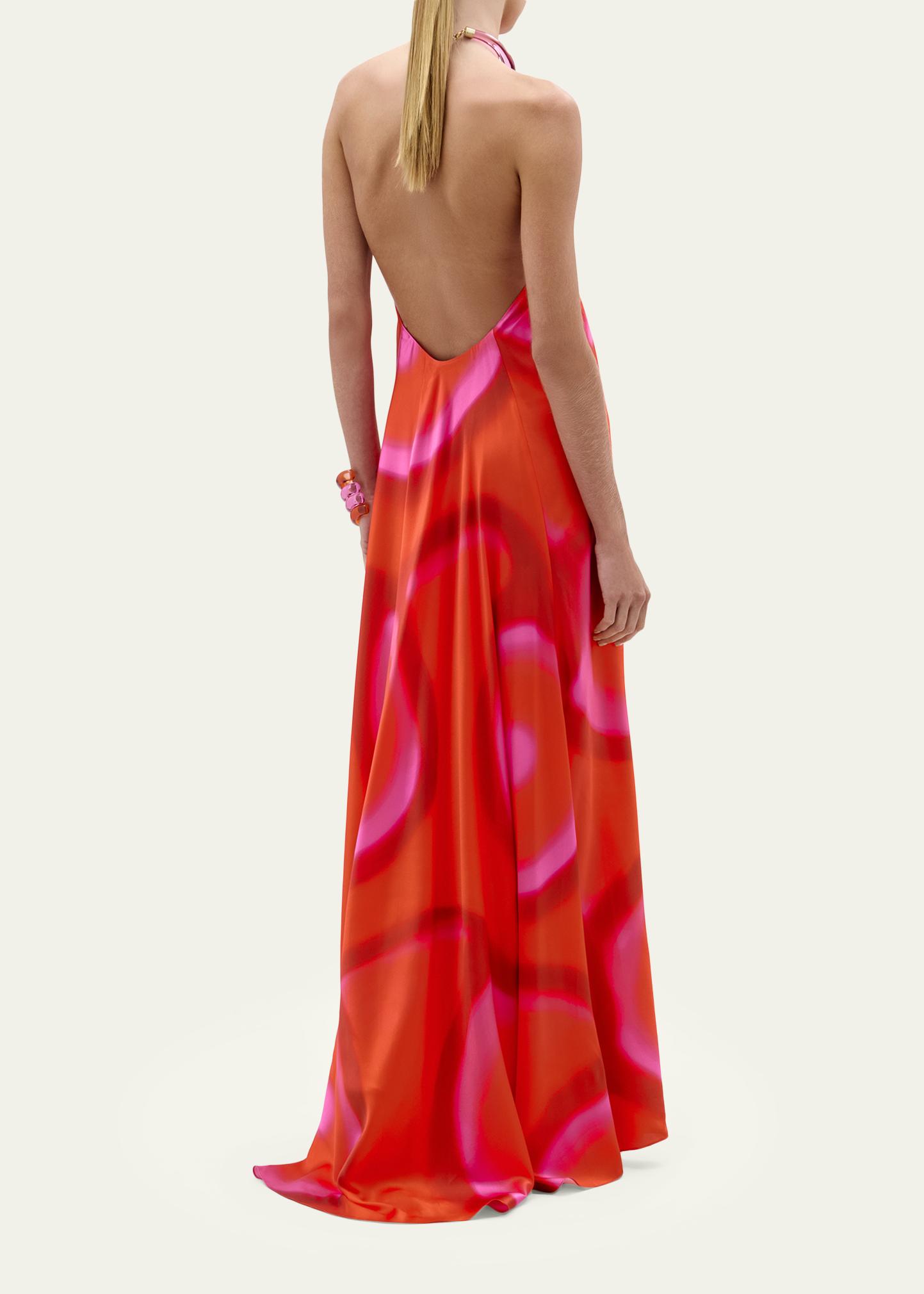 Silvia Tcherassi Jesse Abstract-Print Backless Halter Maxi Dress