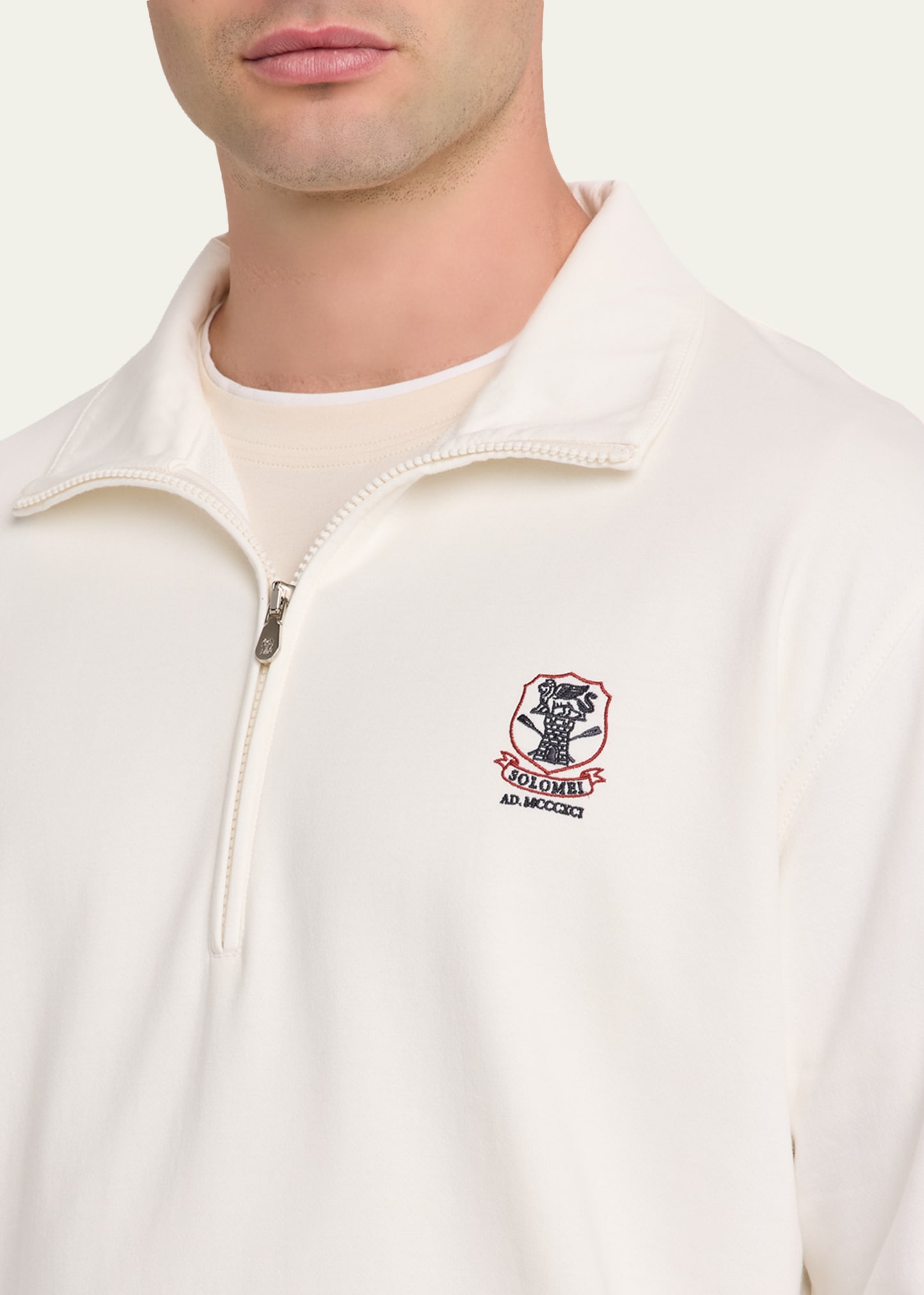 Brunello Cucinelli Men's Cotton-Blend Quarter-Zip Sweatshirt