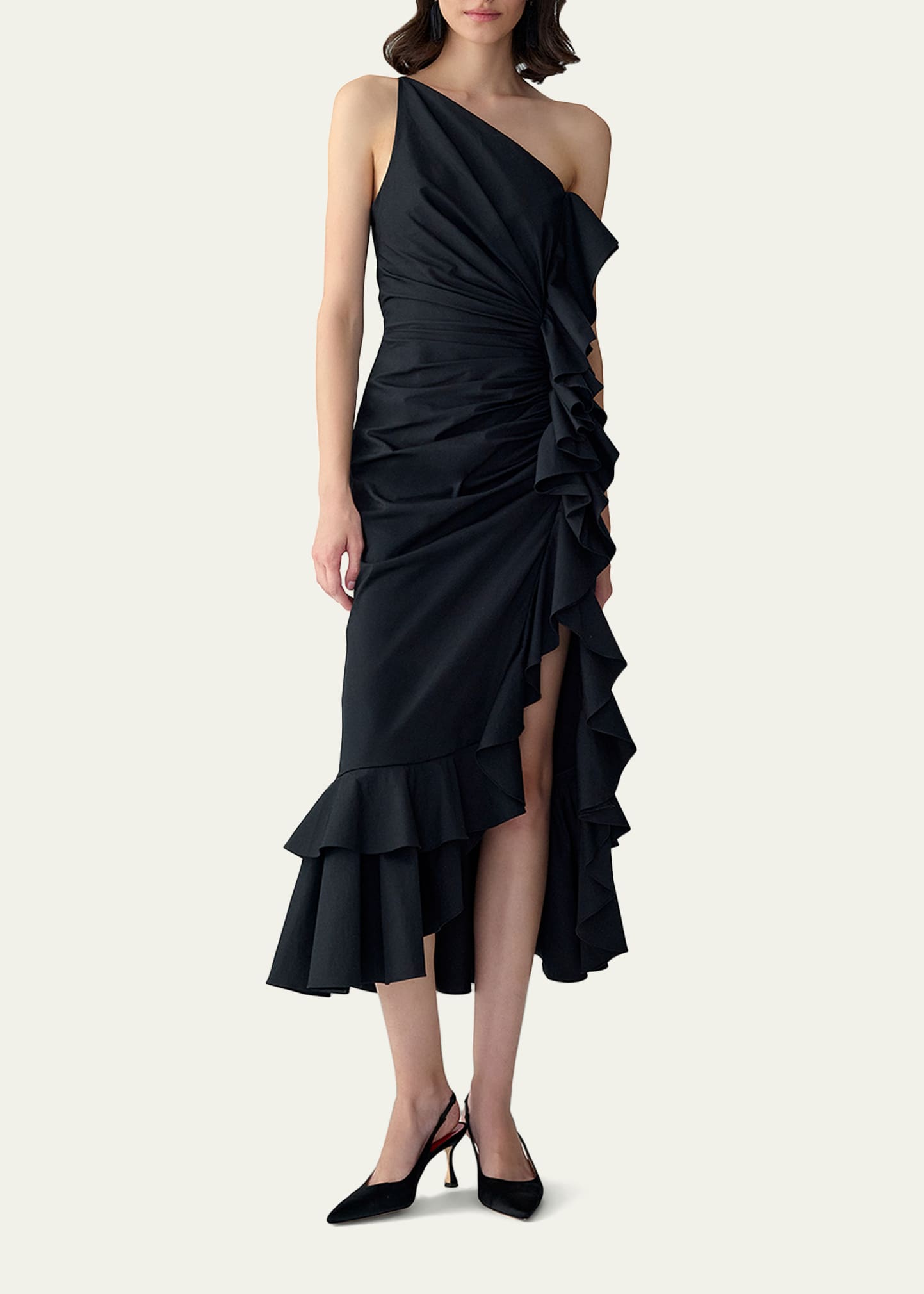 navy blue strapless prom dress Mermaid Sweetheart Satin Prom Dress with Slit, Navy Blue / 4