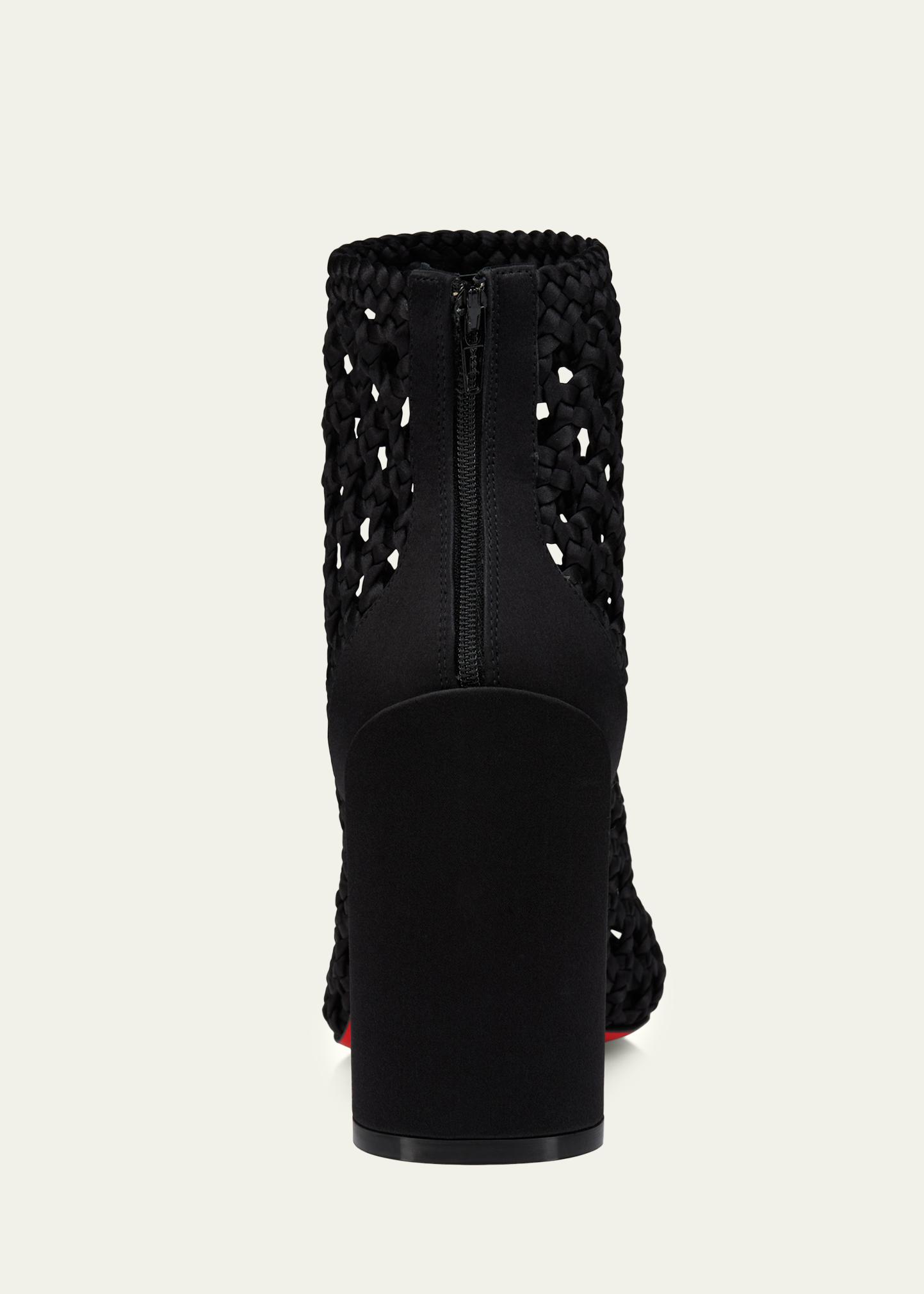 Christian Louboutin 85mm Jane Woven Silk Booties - Bergdorf Goodman