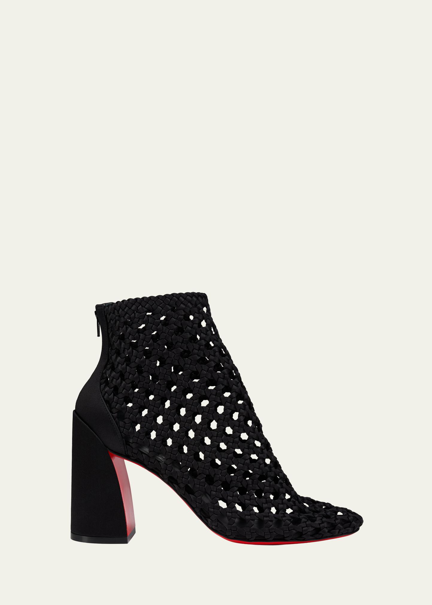 Christian Louboutin 85mm Jane Woven Silk Booties - Bergdorf Goodman