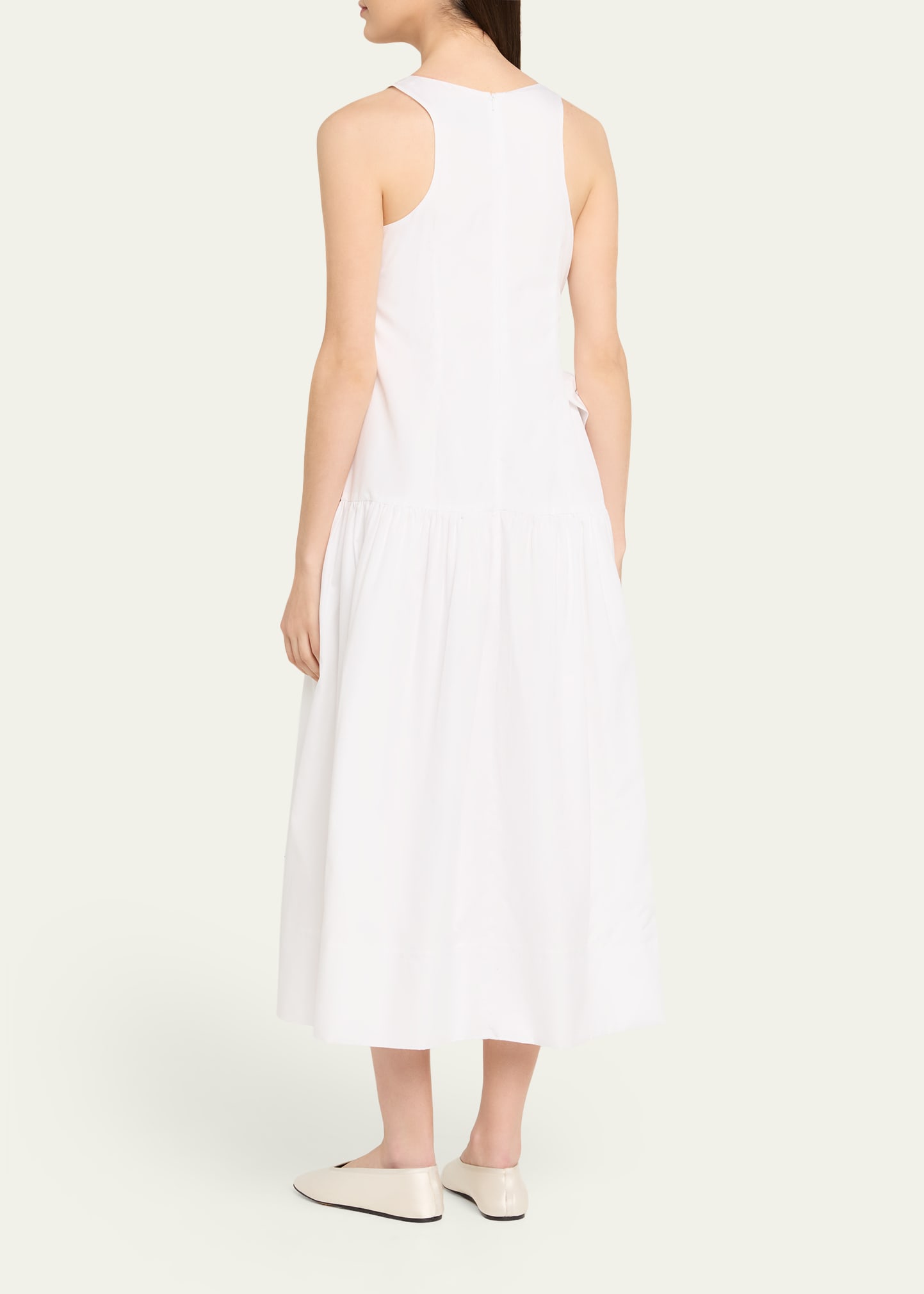 simone rocha white dress // Spring 2017 Lace Sheer  VSP Consignment line silhouette Scalloped collar Floral embroidery Side slip pockets Zip closure SIZE Pressed Rosette Cotton Sleeveless Midi