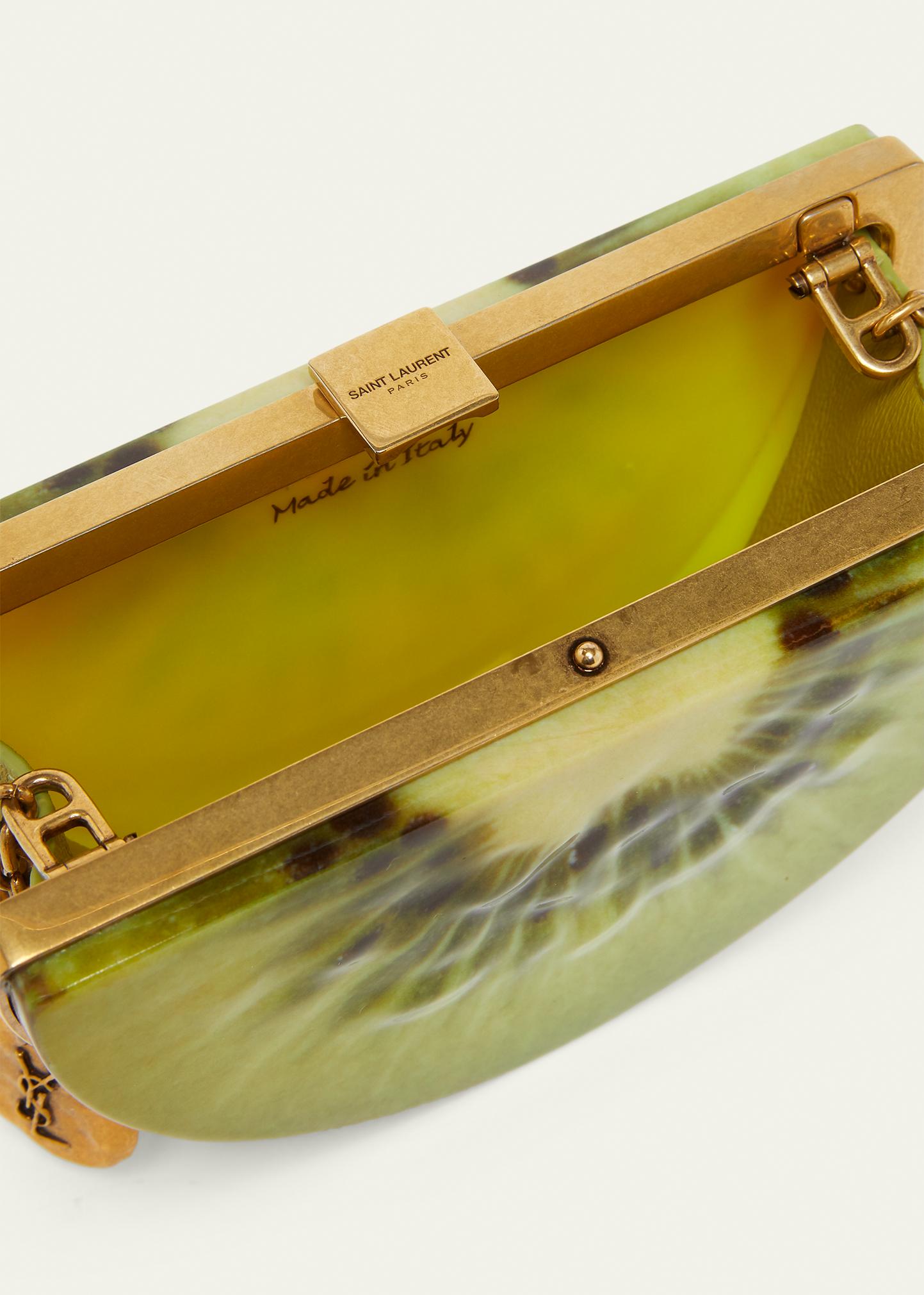 Saint Laurent Mini Kiwi Wedge Resin Clutch Bag - Bergdorf Goodman
