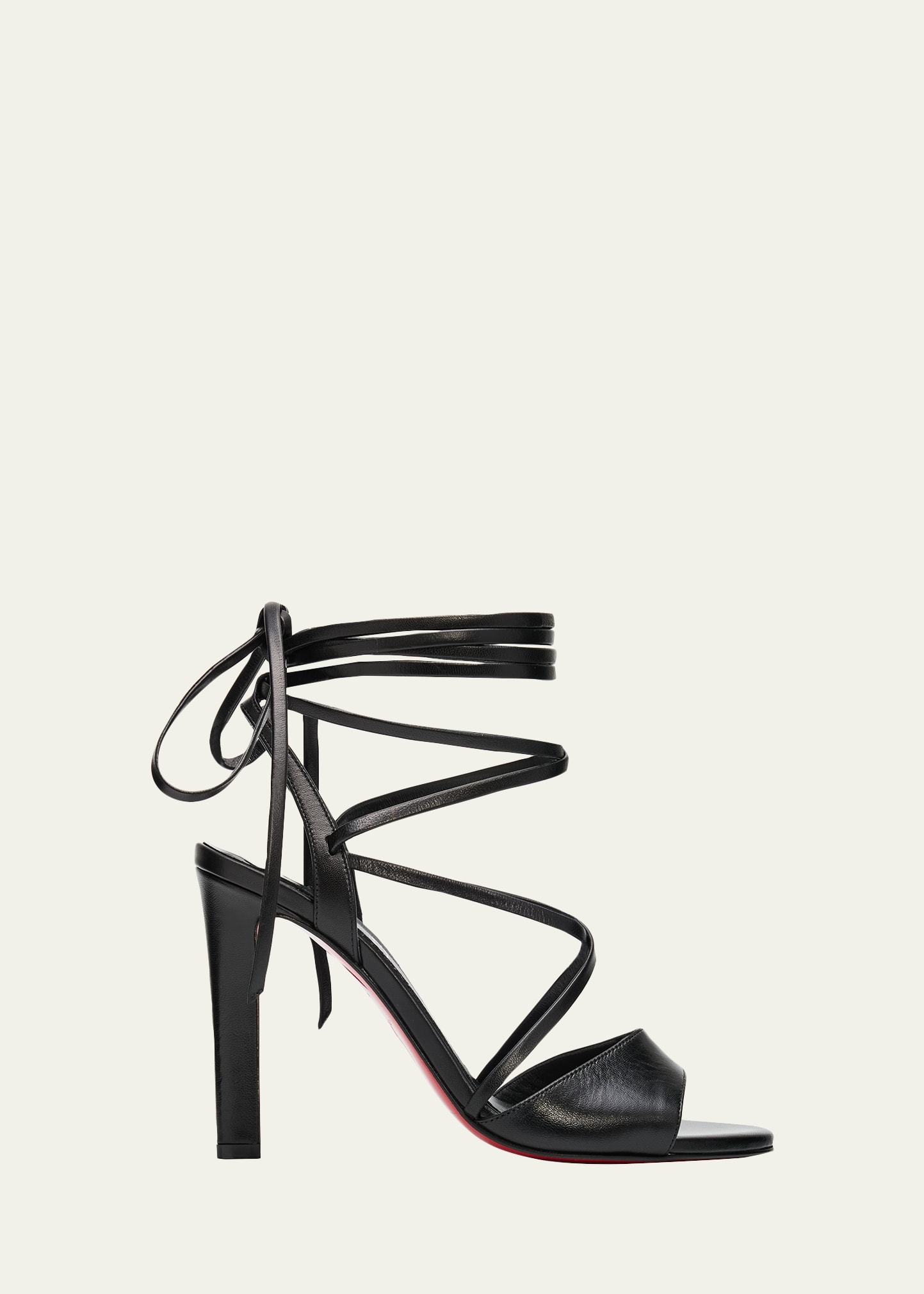 Christian Louboutin 100mm Fanny Randa Leather Ankle-Tie Sandals