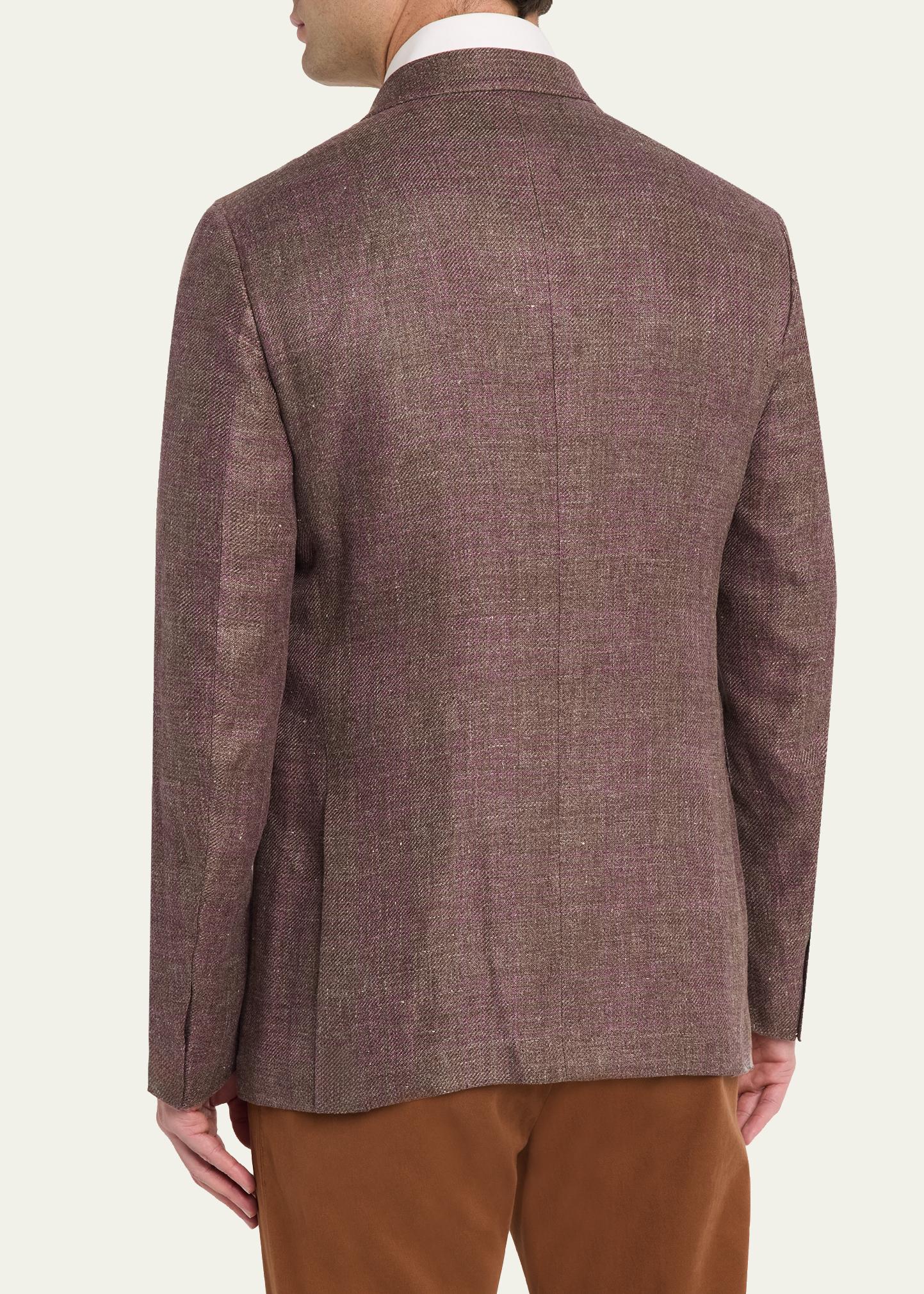 ZEGNA Men's Linen-Blend Grid Check Single-Breasted Sport Coat