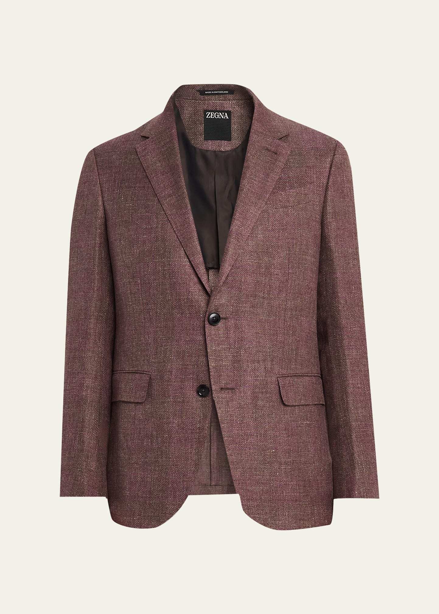 ZegnaSport ジャケット　M ZEGNA Men's Linen-Blend Grid Check Single-Breasted Sport Coat