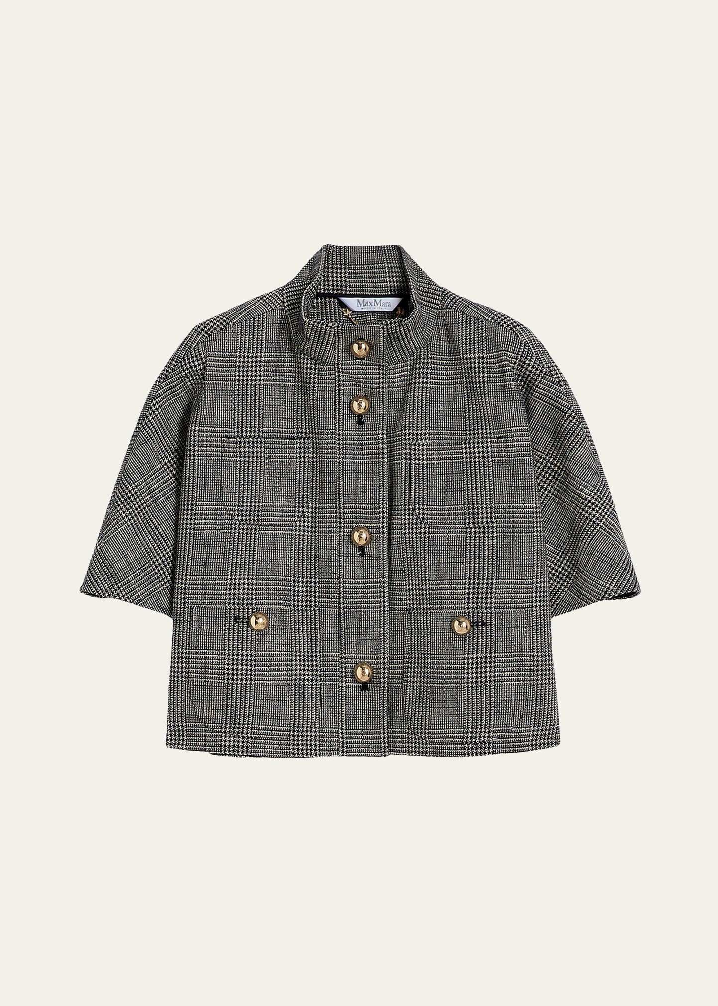 Max Mara Glen Plaid Cotton Cloak - Bergdorf Goodman