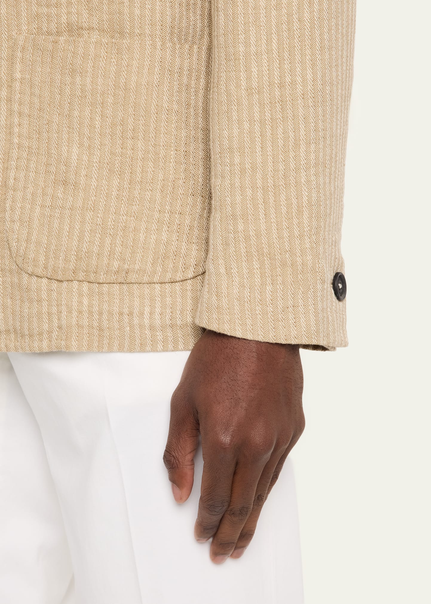 Massimo Alba Men's Linen and Cotton Band-Collar Stripe Jacket