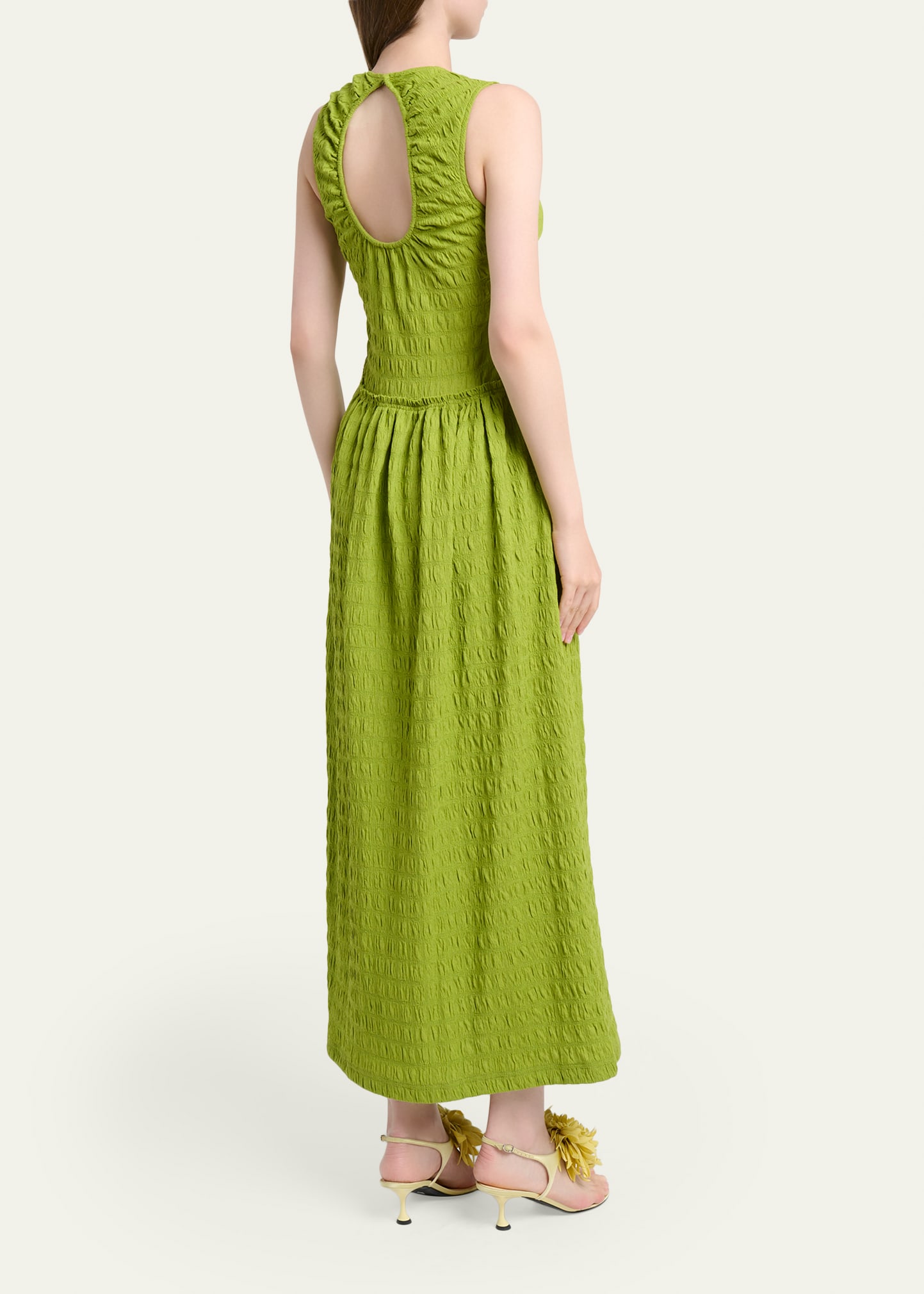 proenza schouler maxi dress Green Matte Halter Dress