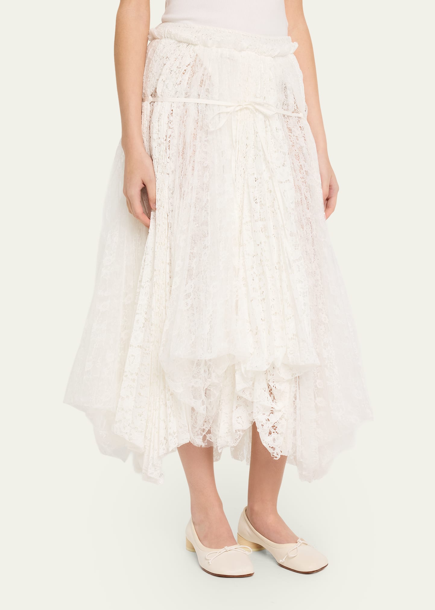 JW Anderson Mixed Lace Asymmetric Midi Skirt - Bergdorf Goodman