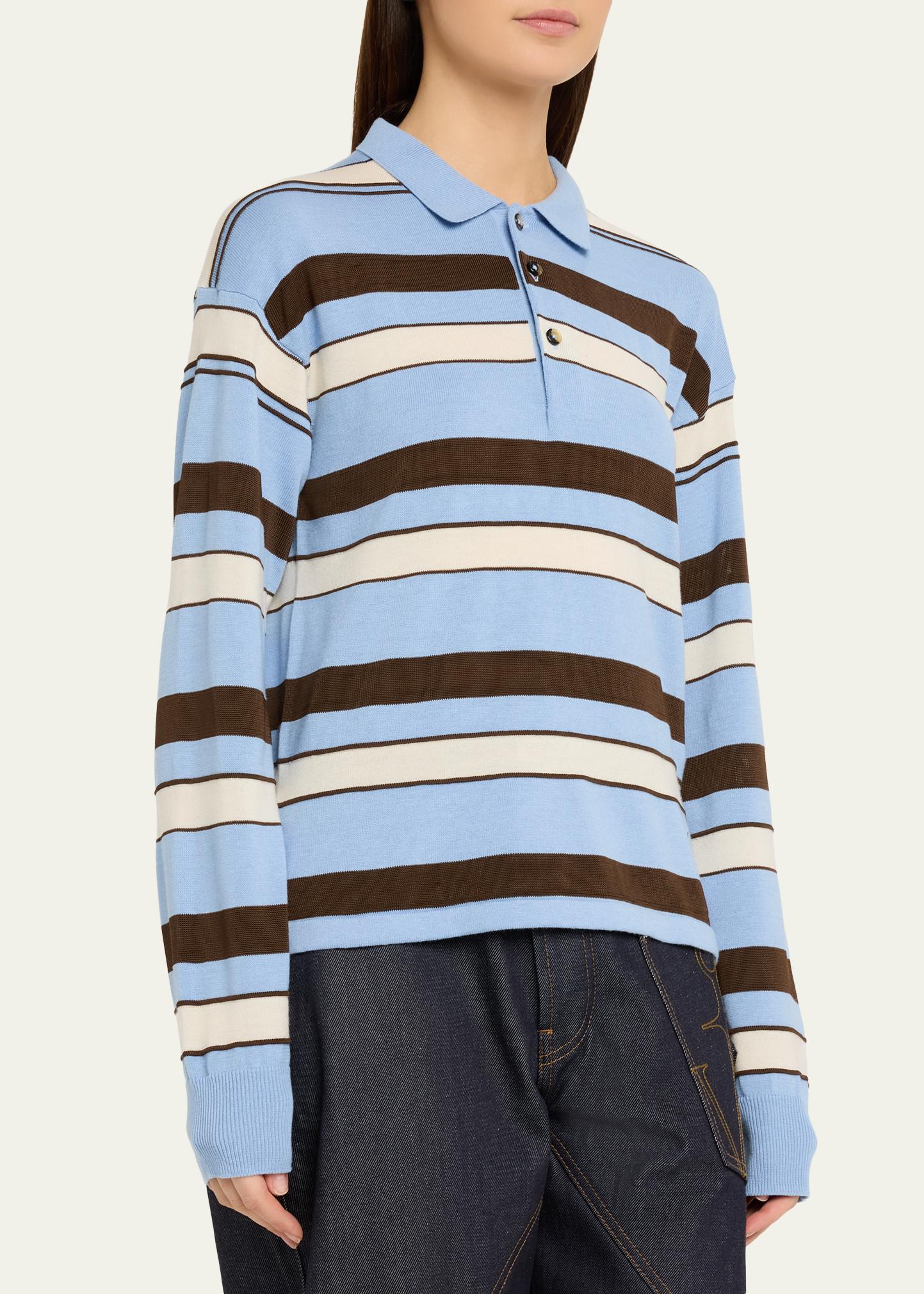 JW Anderson Striped Knit Rugby Polo Shirt - Bergdorf Goodman