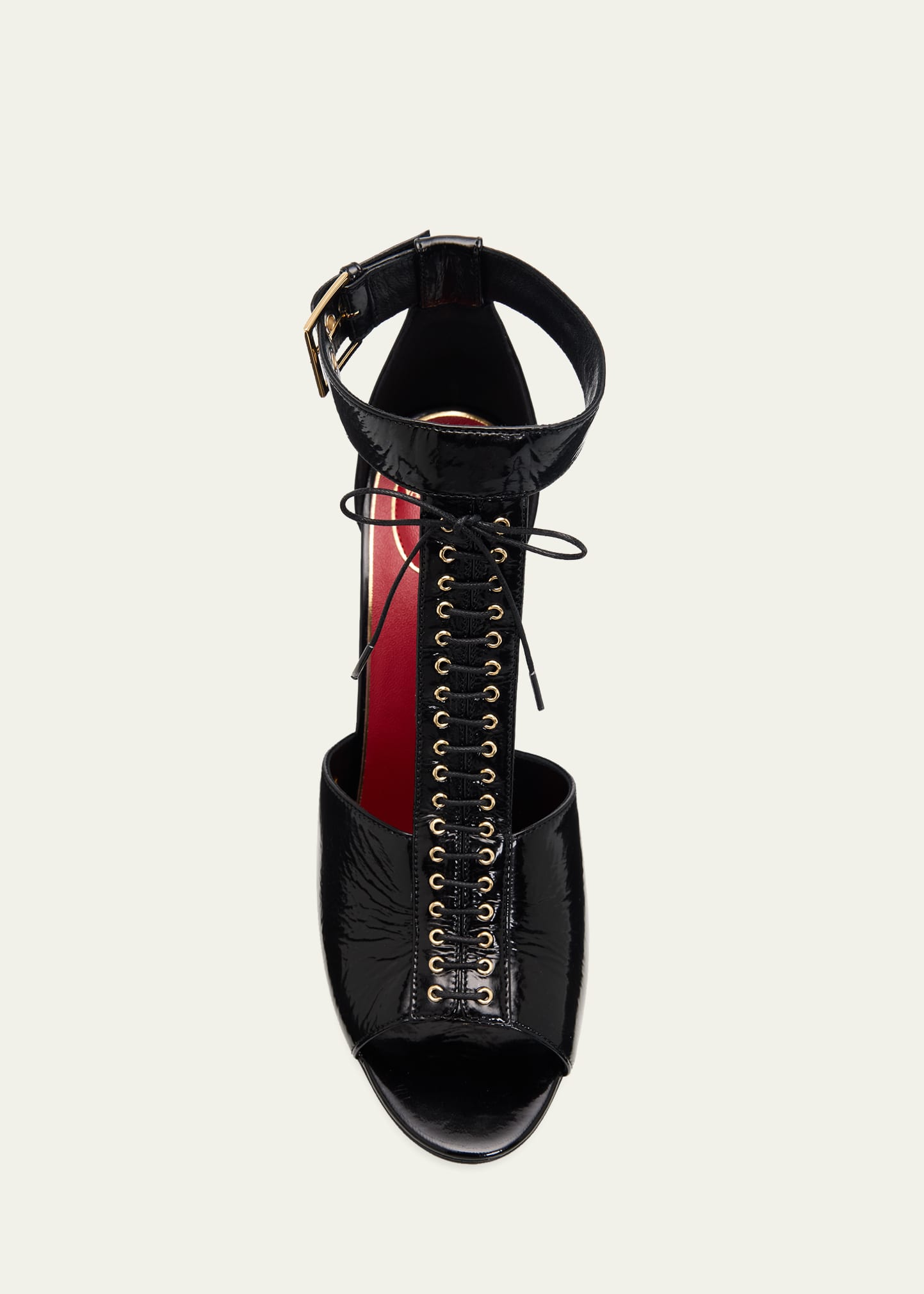 Valentino Garavani 105mm Patent Leather Bustier T-Strap Sandals