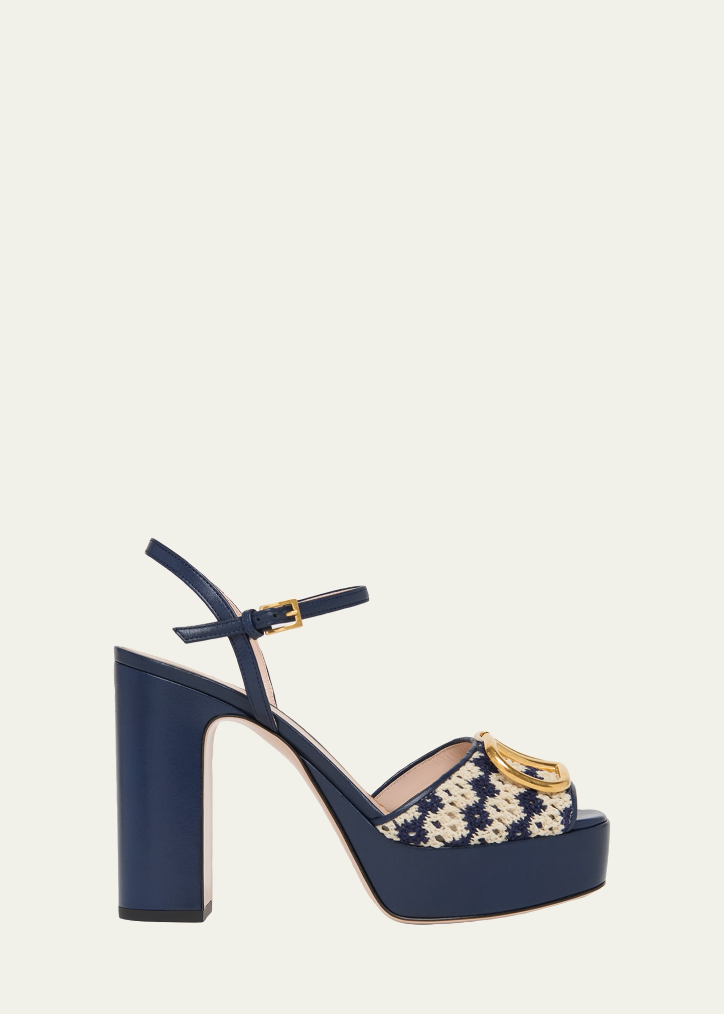 Valentino Garavani 115mm VLogo Crochet and Leather Platform