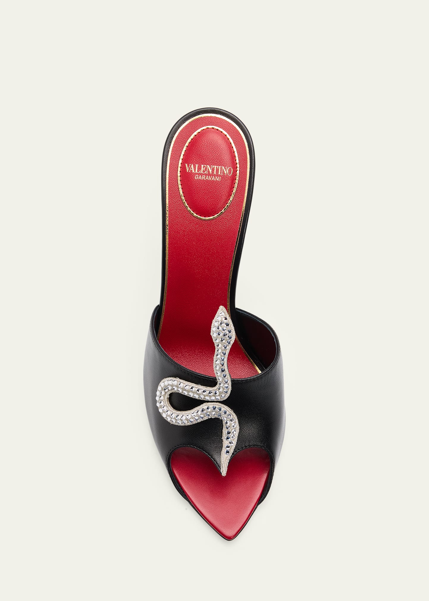 Valentino Garavani 105mm Strass Snake Leather Mule Pumps