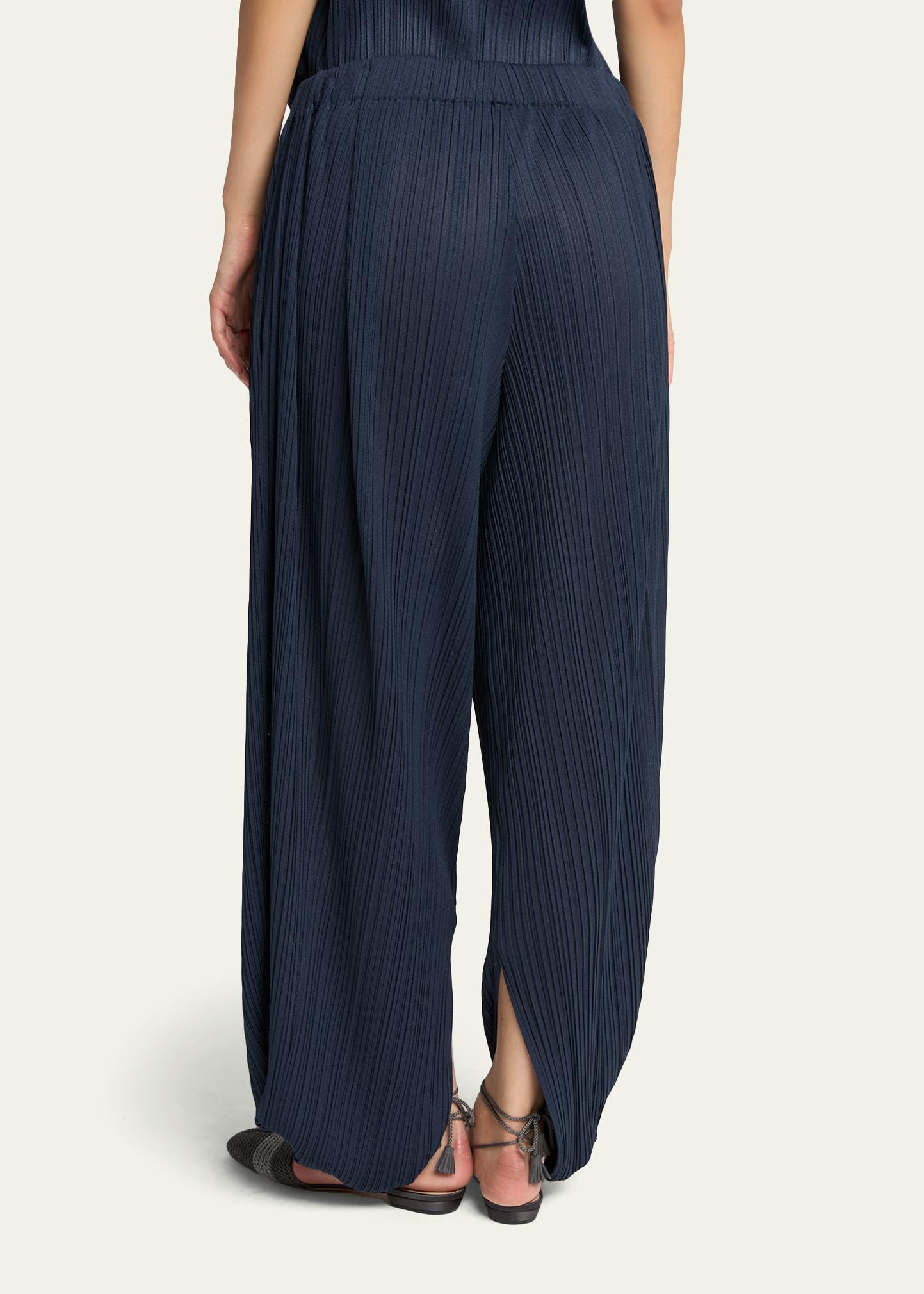 Giorgio Armani Plisse Balloon-Leg Split-Hem Trousers - Bergdorf 