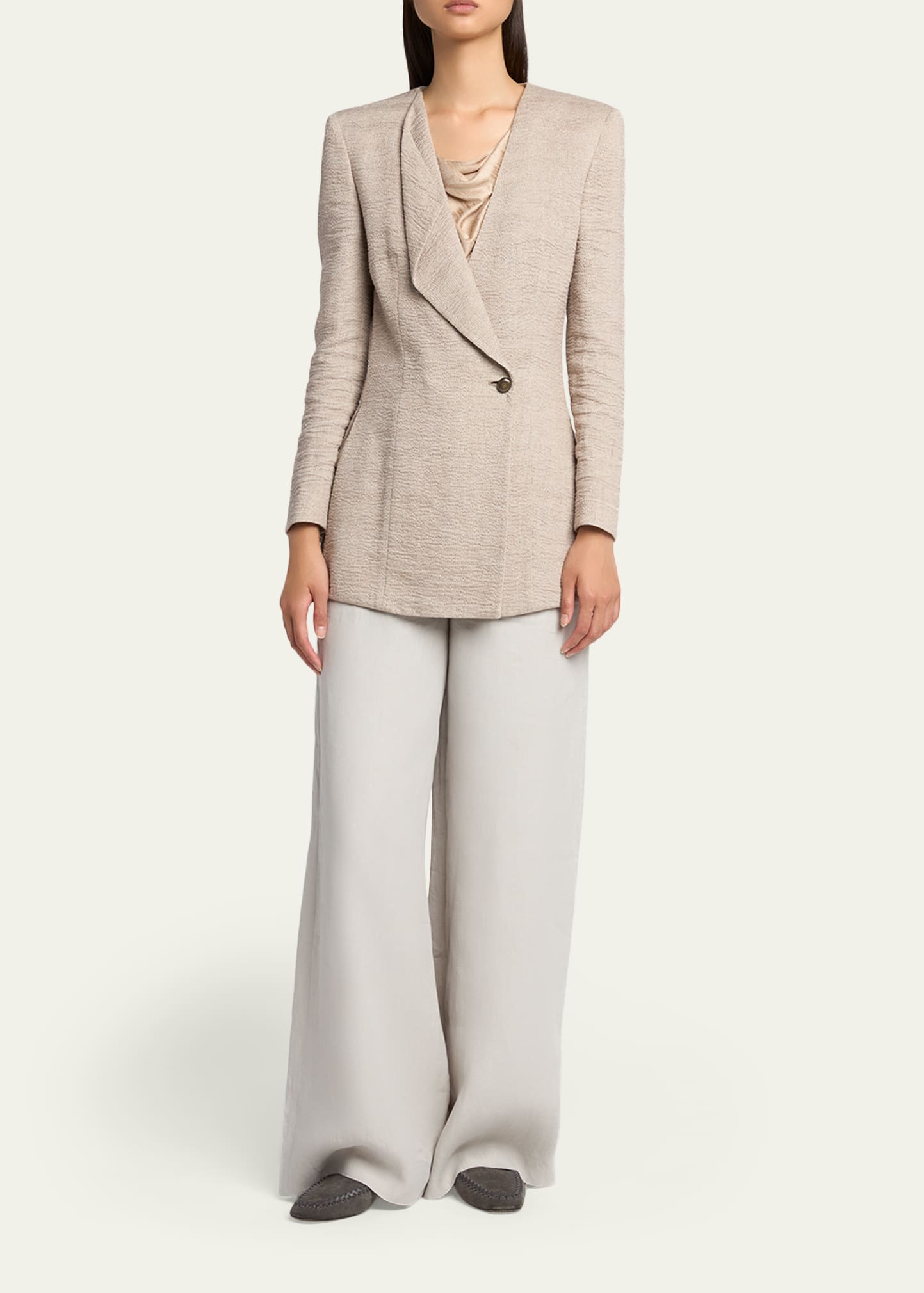 Giorgio Armani Linen Crepe Double-Breasted Jacket - Bergdorf Goodman