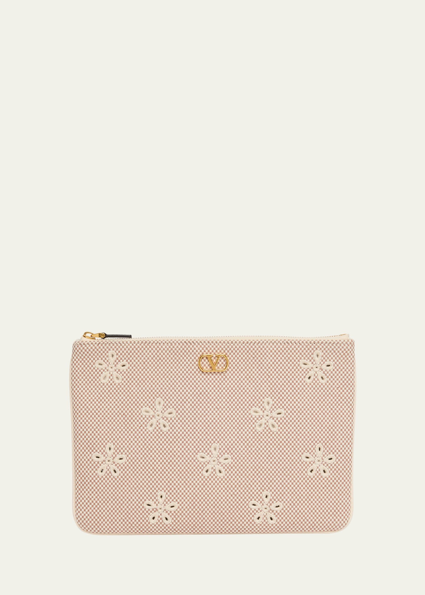 Valentino Garavani Eyelet-Embroidered Canvas Clutch Bag - Bergdorf