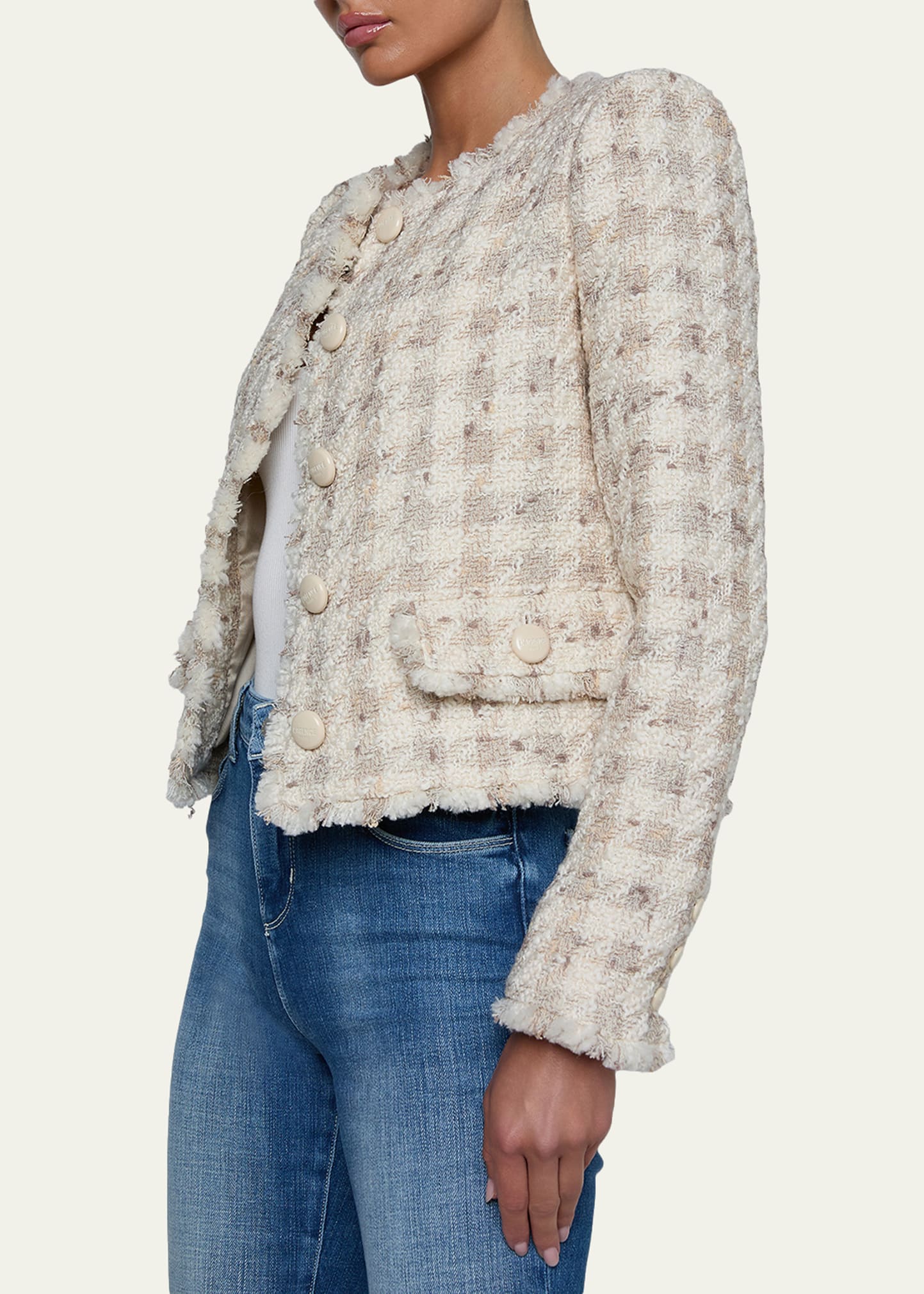 L'Agence Zell Houndstooth Tweed Jacket - Bergdorf Goodman