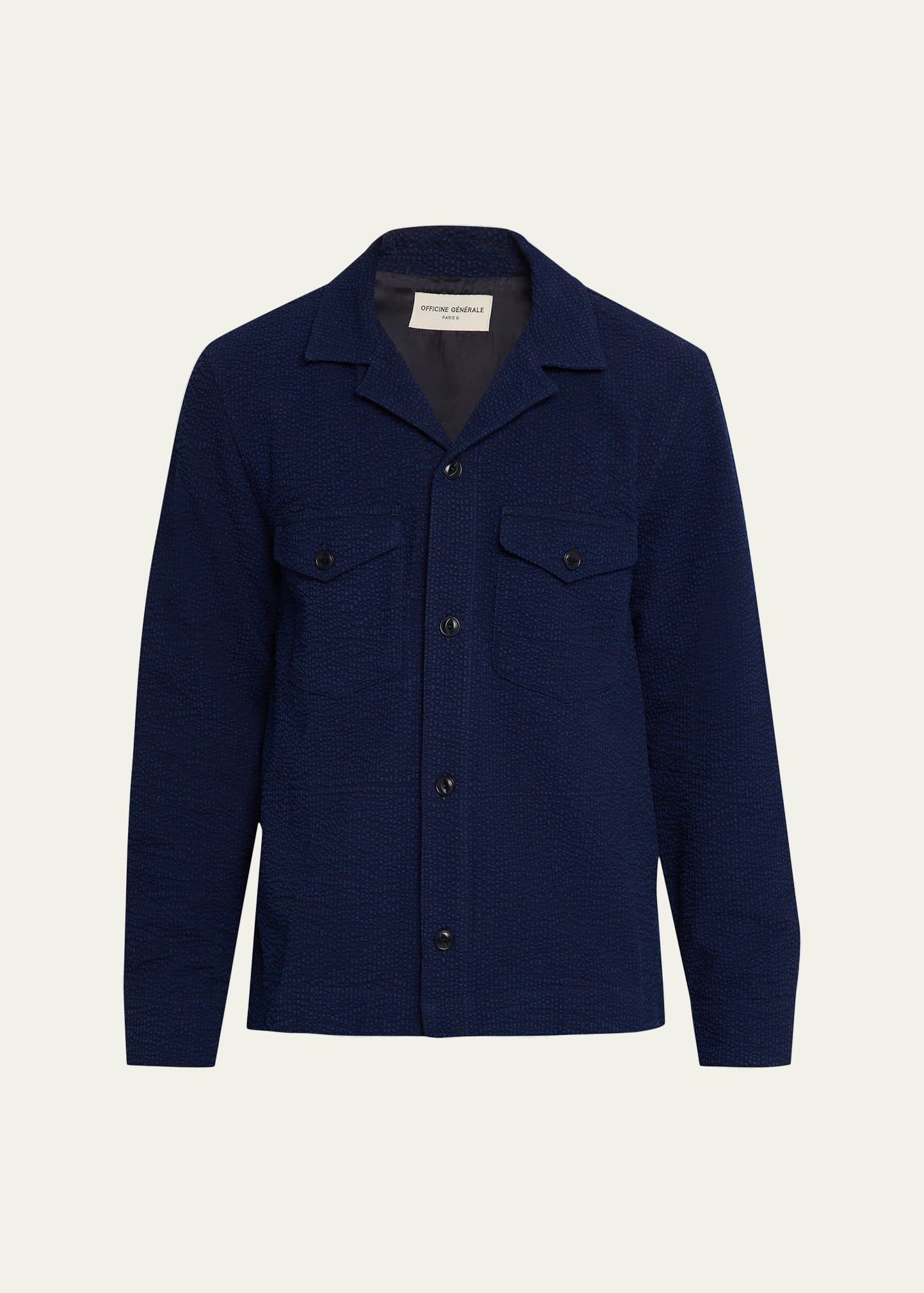 Officine Generale Men's Jean-Baptiste Seersucker Cotton Shirt