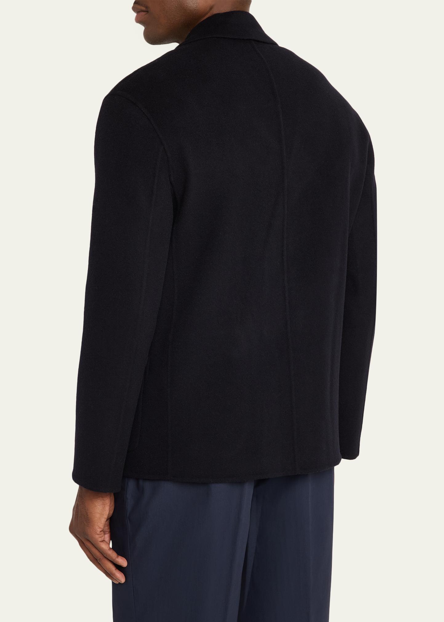 Officine Generale Men's Dark Navy Double-Breasted Wool Maxwell