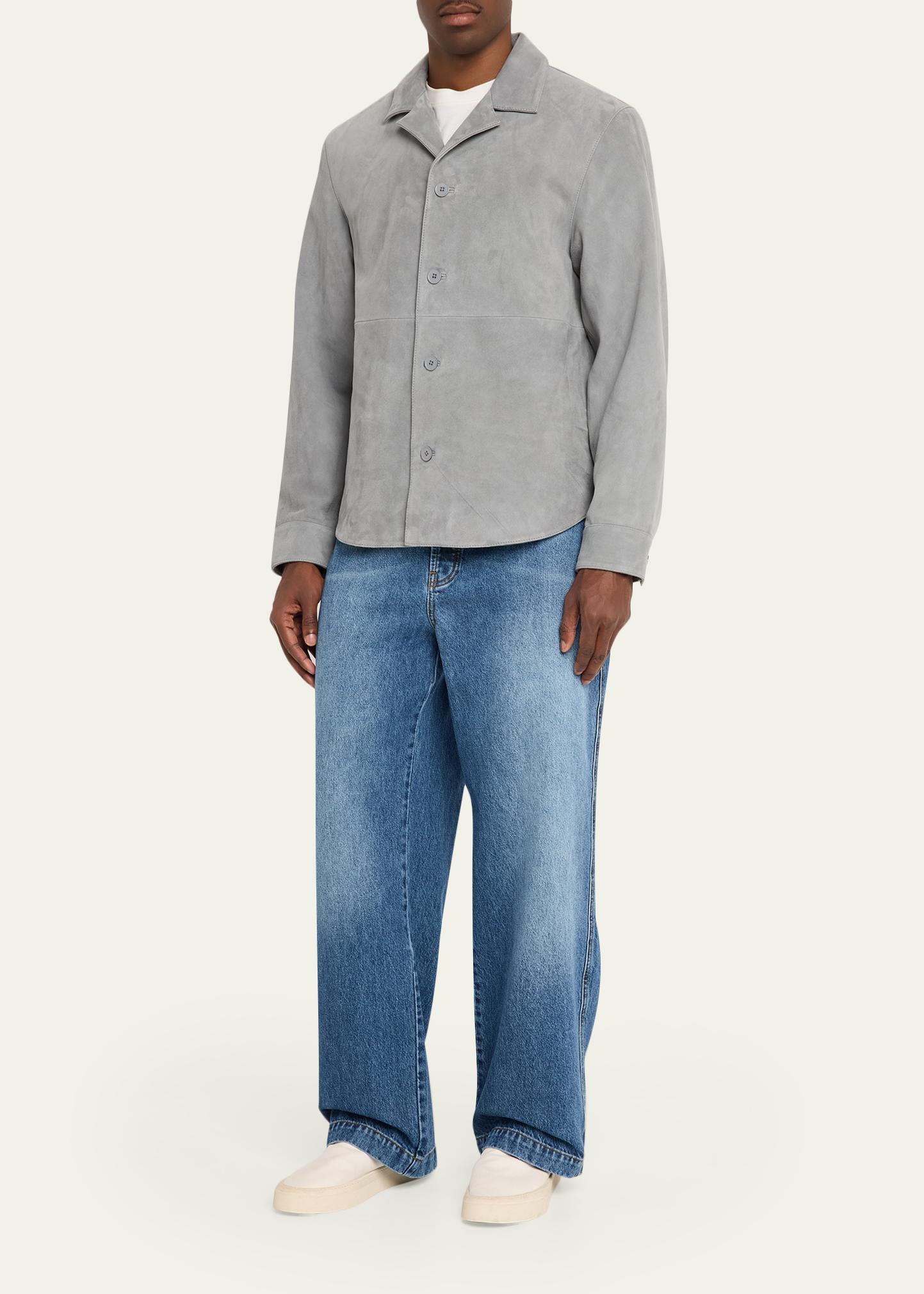 Officine Générale Men's Grey Suede Julien Overshirt - Bergdorf Goodman