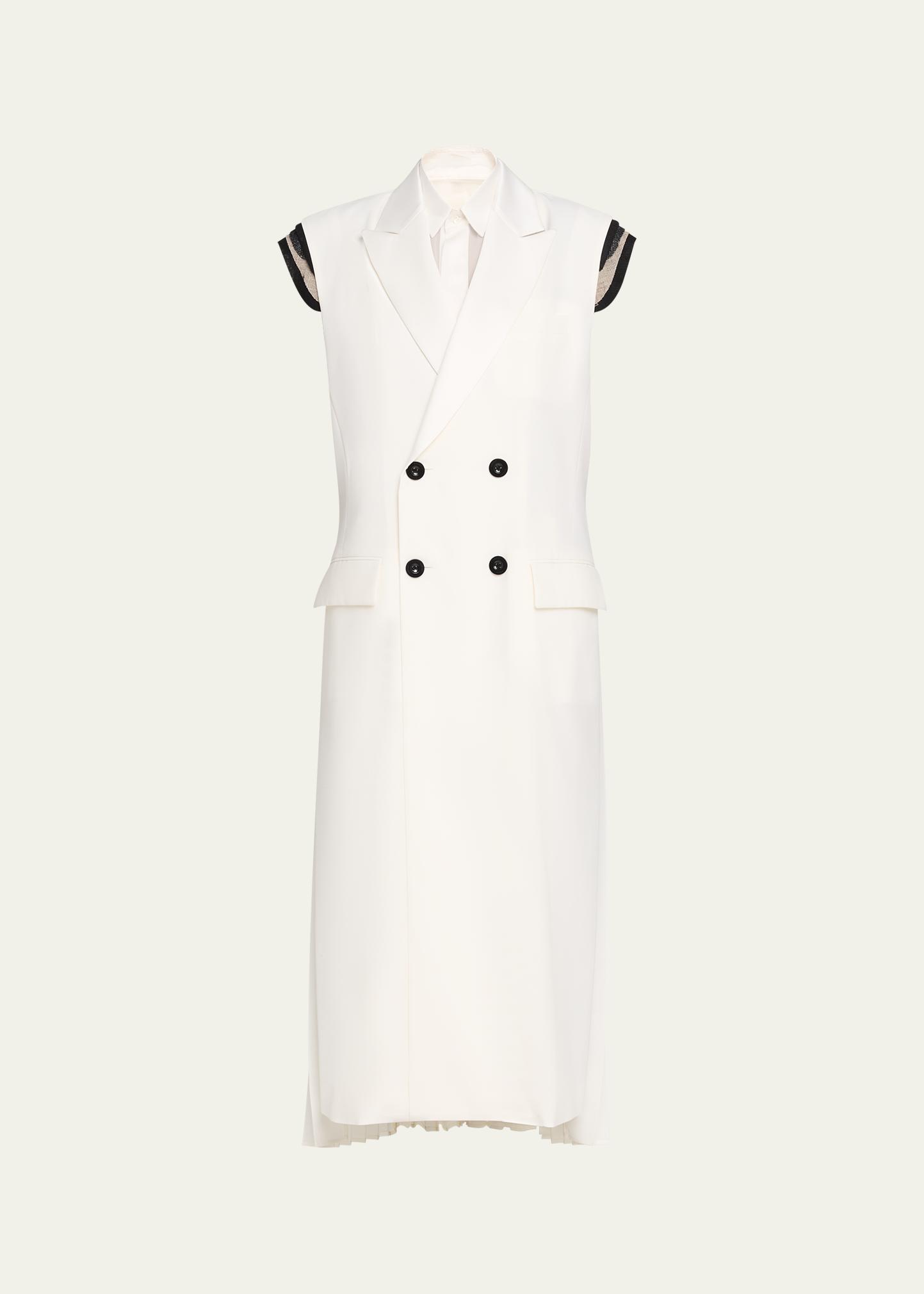 sacai Scarf-Neck Double-Breasted Suiting Vest - Bergdorf Goodman