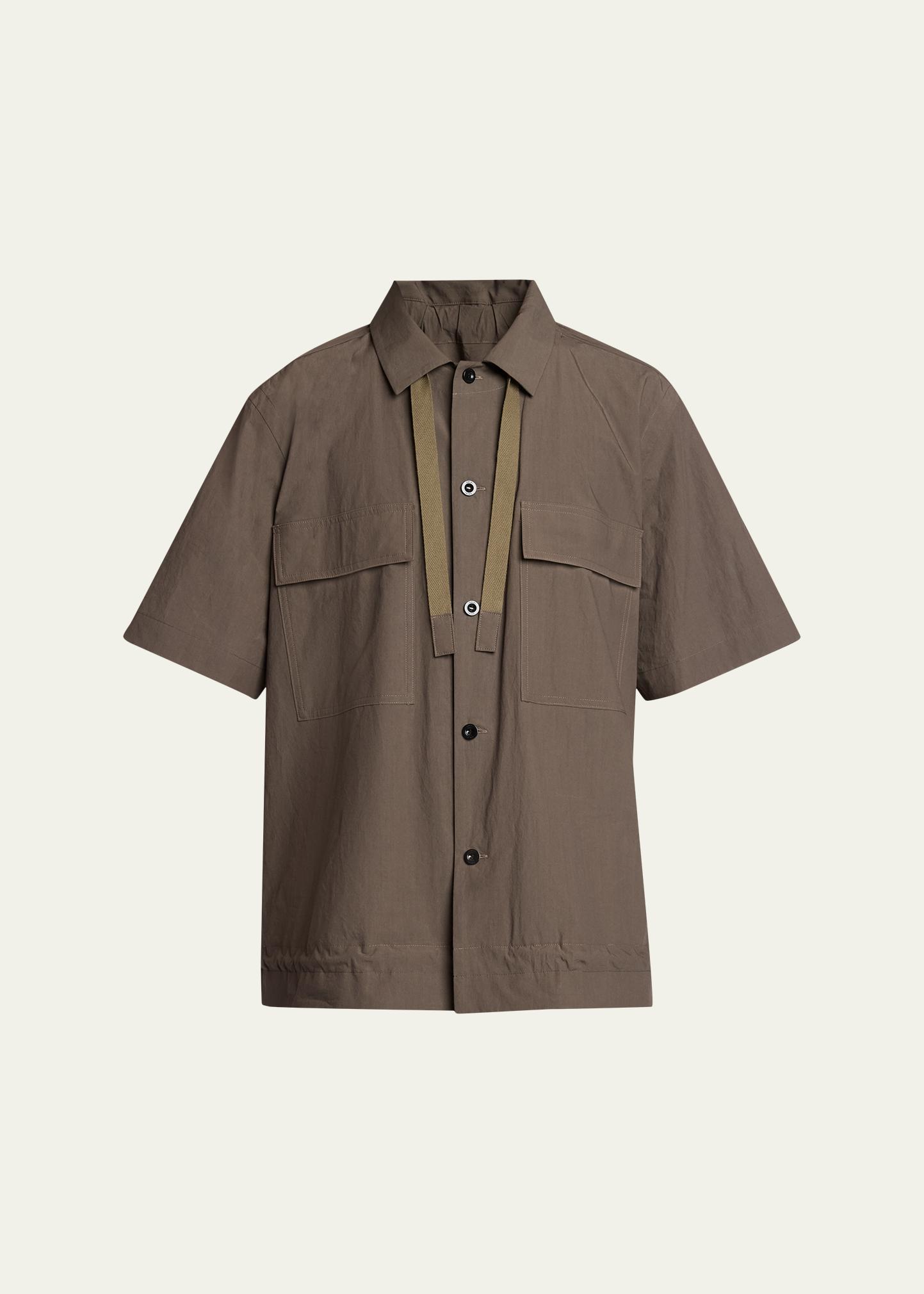 sacai Men's Drawstring Short-Sleeve Utility Shirt - Bergdorf Goodman