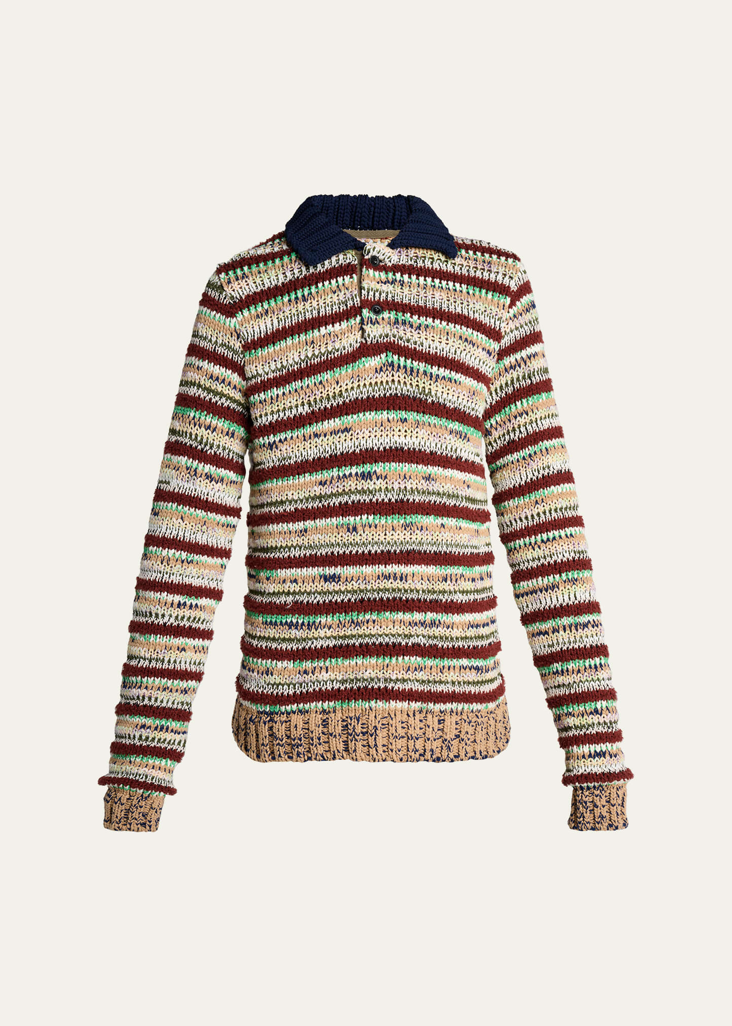 SACAI Men's Striped Knit Polo Sweater - Bergdorf Goodman