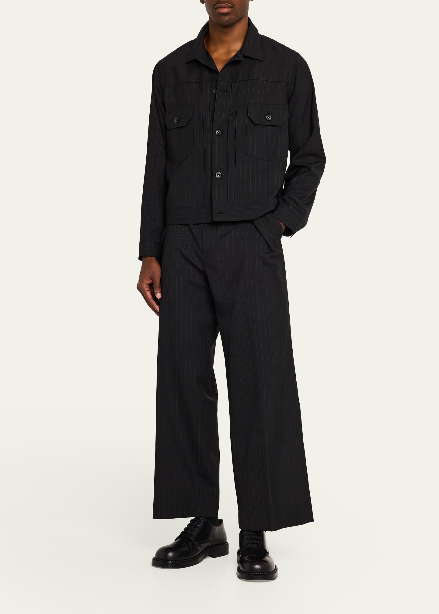 SACAI Chalk Stripe Wool Pants - Bergdorf Goodman