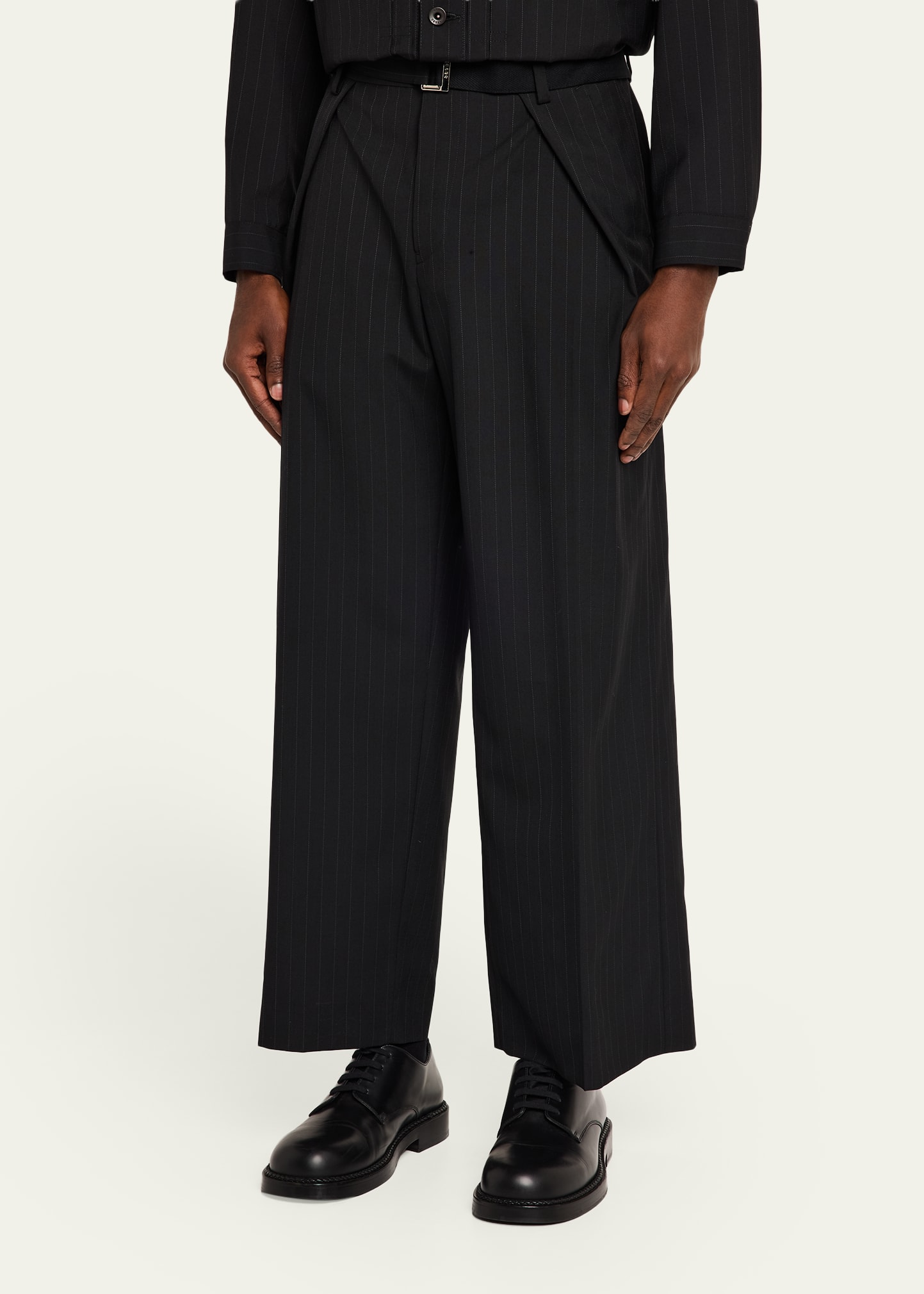 SACAI Chalk Stripe Wool Pants - Bergdorf Goodman