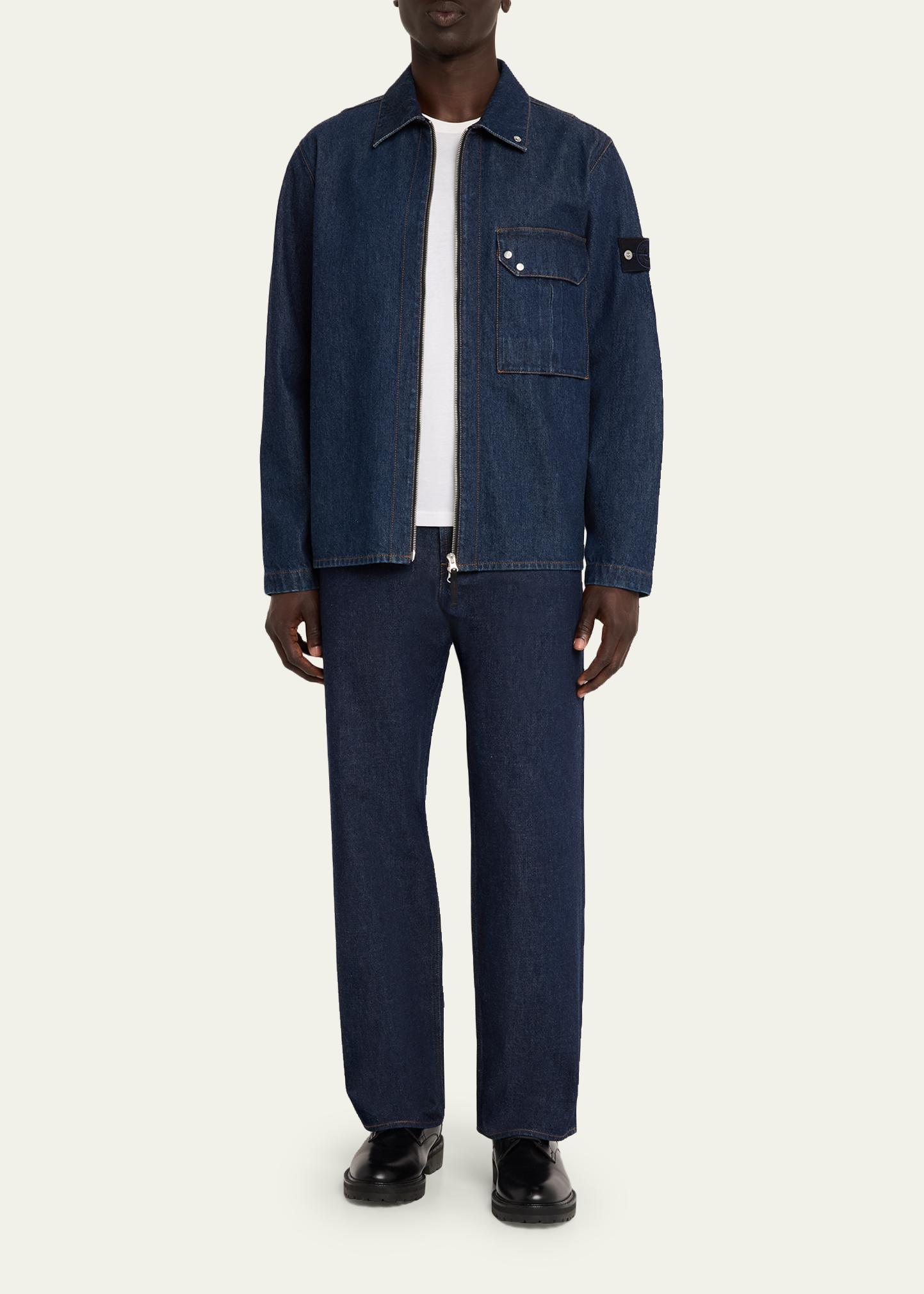 Stone Island Men's Wide-Leg Rinsed Denim Jeans - Bergdorf Goodman