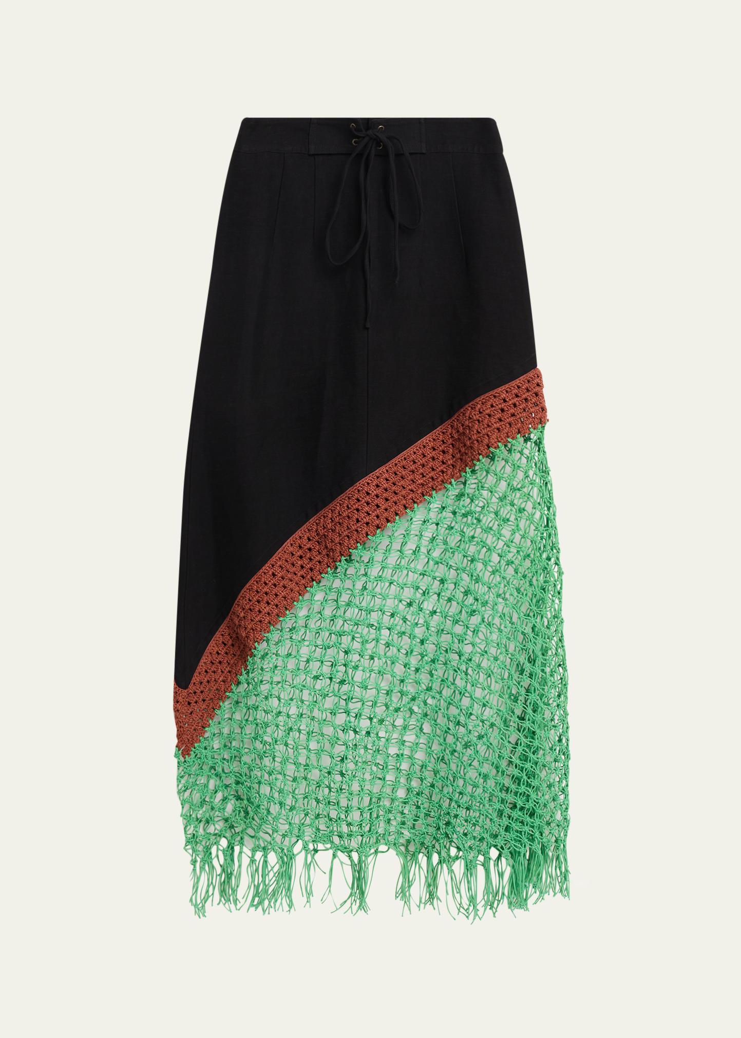 ぺろ【未使用】MARNO Rosie long skirt Rosie Assoulin Return of the Mac(rame) Skirt in Ridged Linen