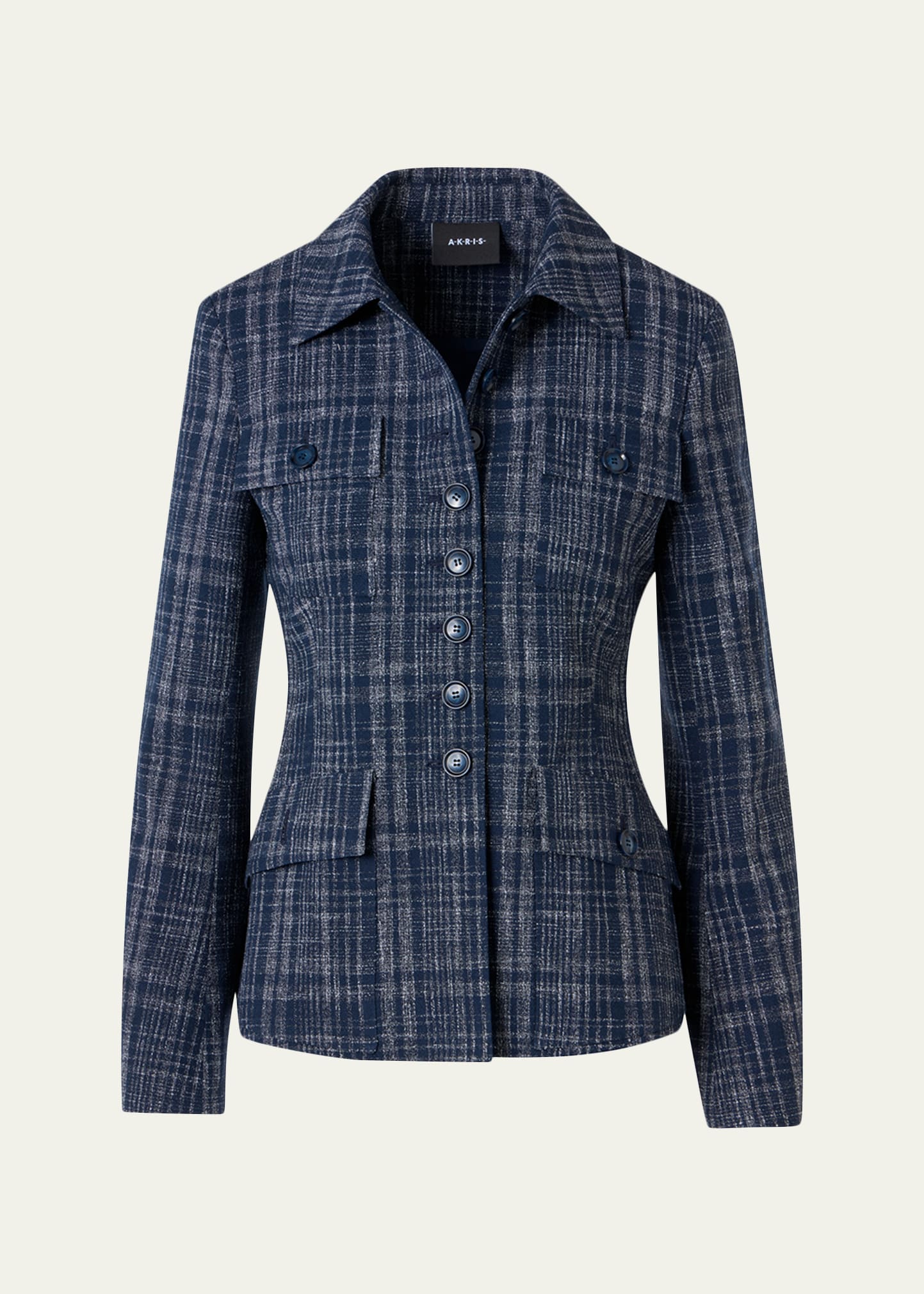 Akris Delia Buttoned Tweed Jacket - Bergdorf Goodman