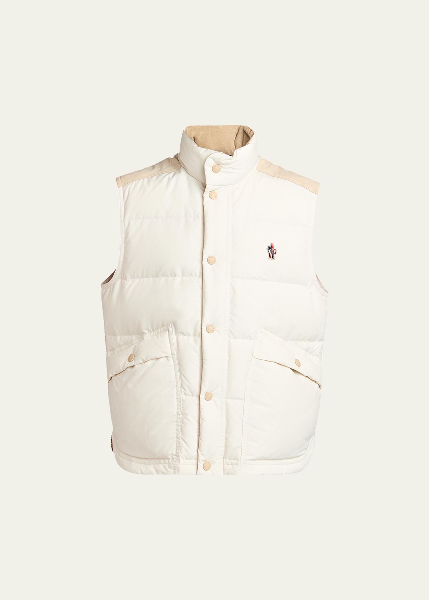 Moncler Grenoble Men's Suede Yoke Padded Vest - Bergdorf Goodman